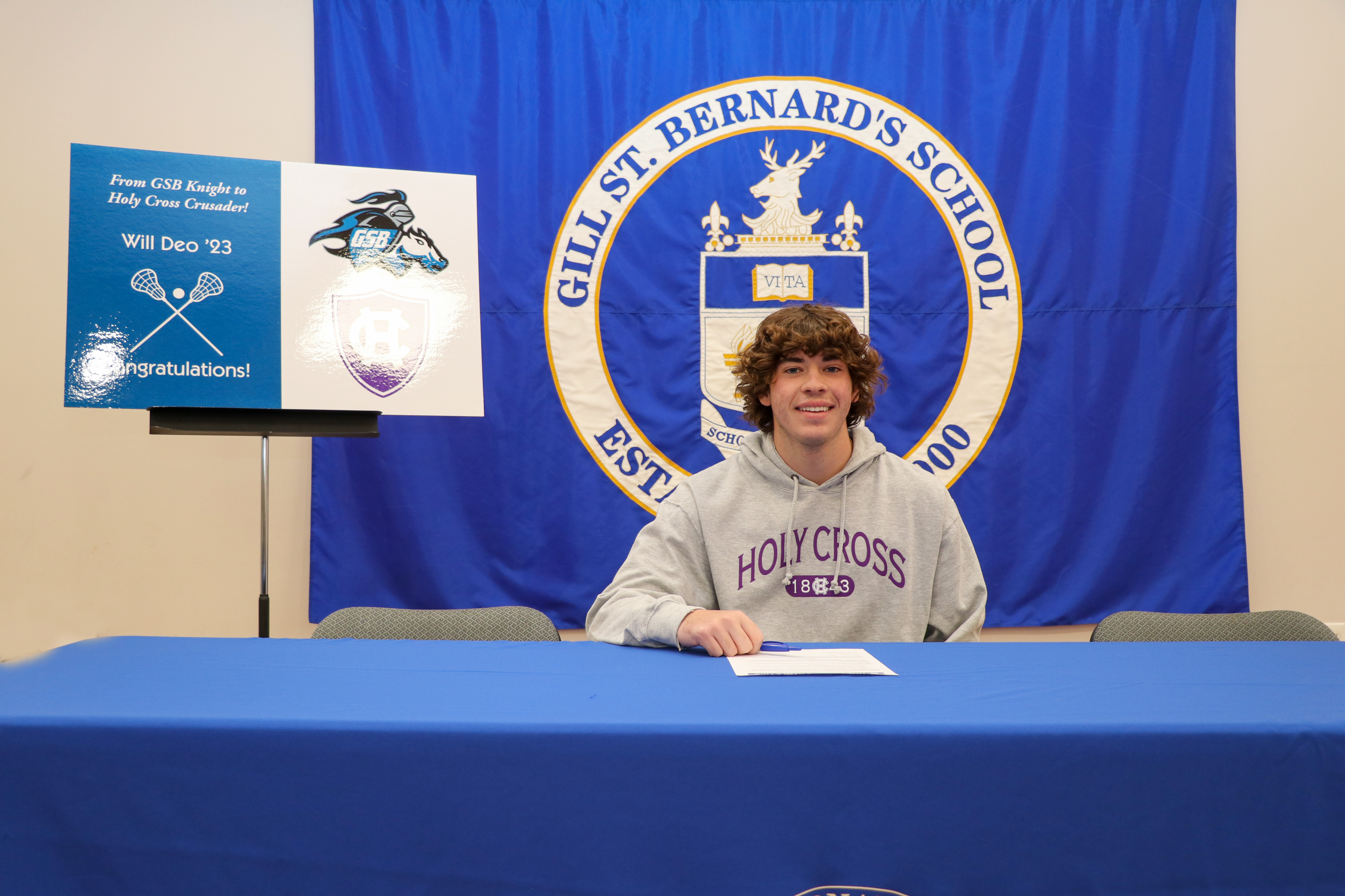 Will Deo of Gill St. Bernard's signs his National Letter of Intent to play lacrosse at College of the Holy Cross.