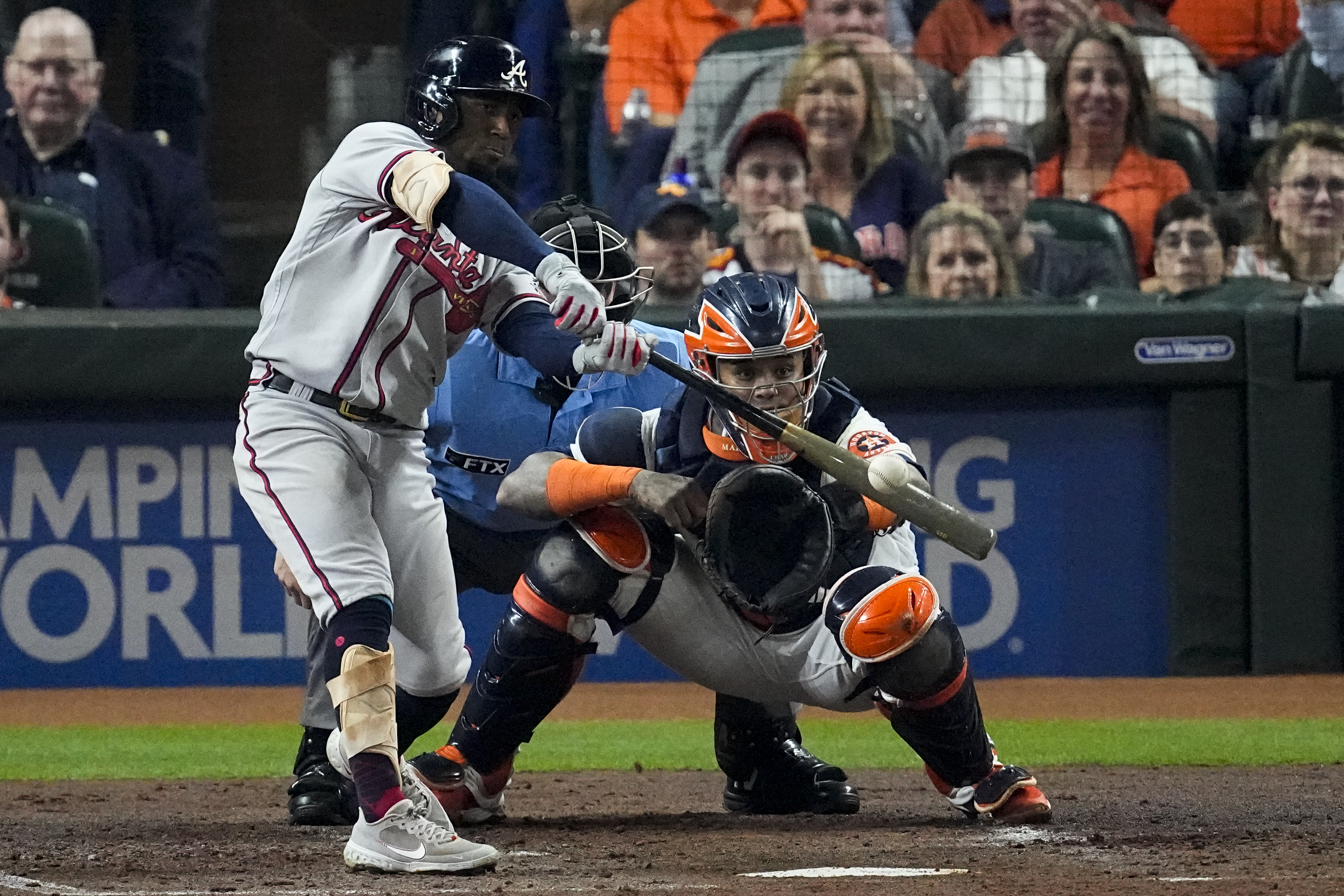 Houston, Texas. Nov. 2, 2021, Max Fried of the Atlanta Braves pitches  against the Houston Astros in Game 6 of the World Series on Nov. 2, 2021,  at Minute Maid Park in