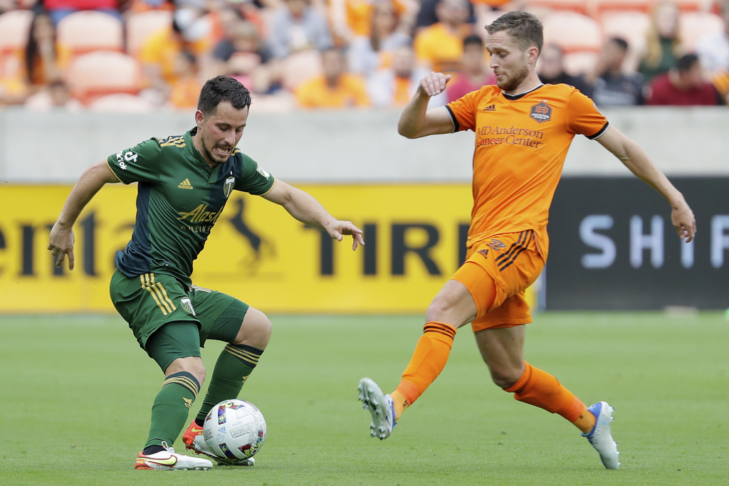 PORTLAND, OR - JULY 17: Portland Timbers goalkeeper Aljaz Ivacic (31) warms  up during a match between the Portland Timbers and Vancouver Whitecaps on  July 17, 2022 at Providence Park in Portland