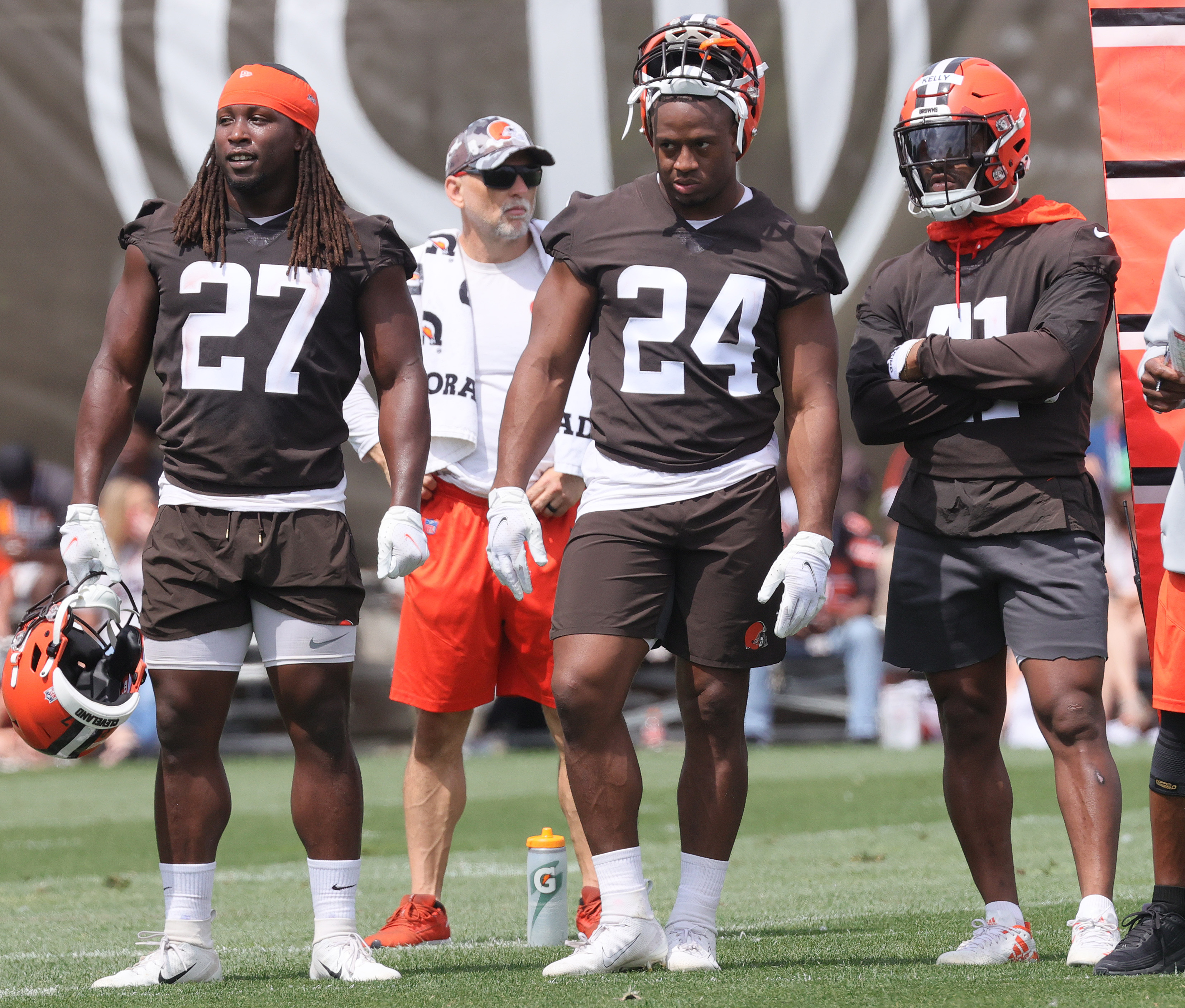 Cleveland Browns running back John Kelly Jr. (41) runs with the ball during  an NFL preseason football game against the Chicago Bears, Saturday Aug. 27,  2022, in Cleveland. (AP Photo/Kirk Irwin Stock