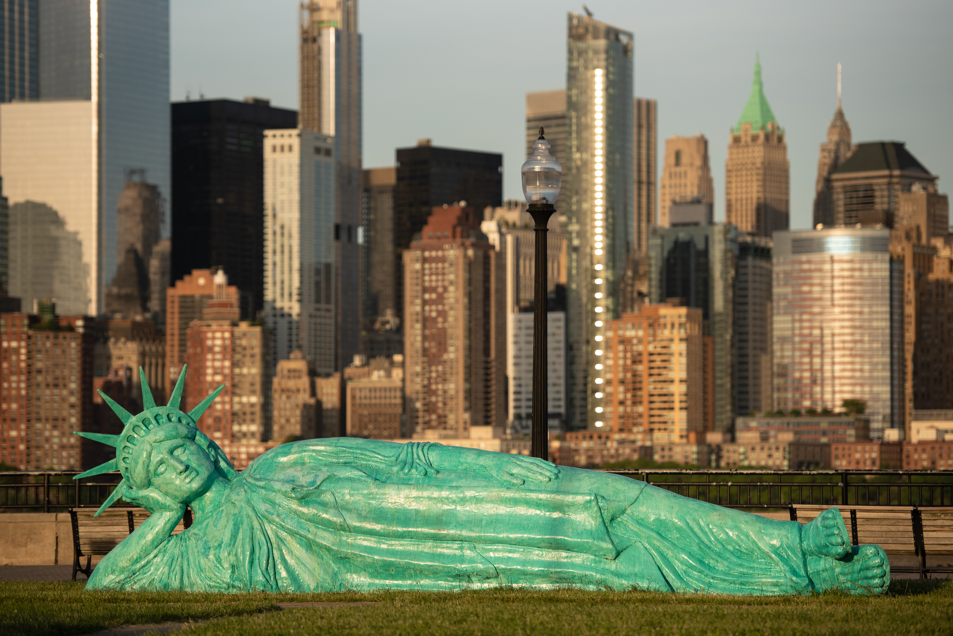 Reclining Liberty Comes to Liberty State Park in Jersey City - Hoboken Girl
