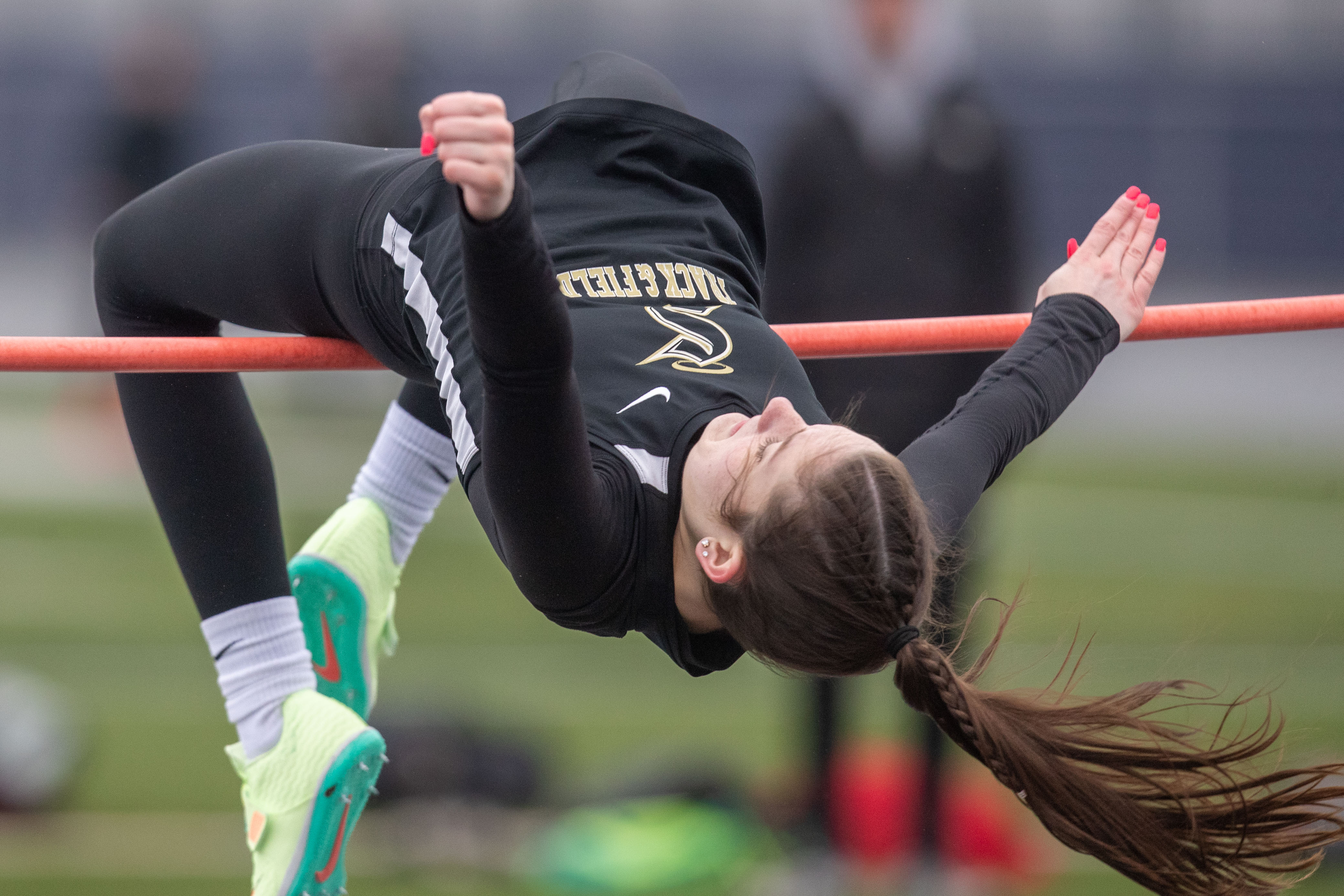 Julia Rosenberger, Berks Catholic, wins the high jump, clearing 5’ at the 2023 Tim Cook Memorial Invitational track & field meet at Chambersburg, Pa., Mar. 25, 2023.Mark Pynes | pennlive.com