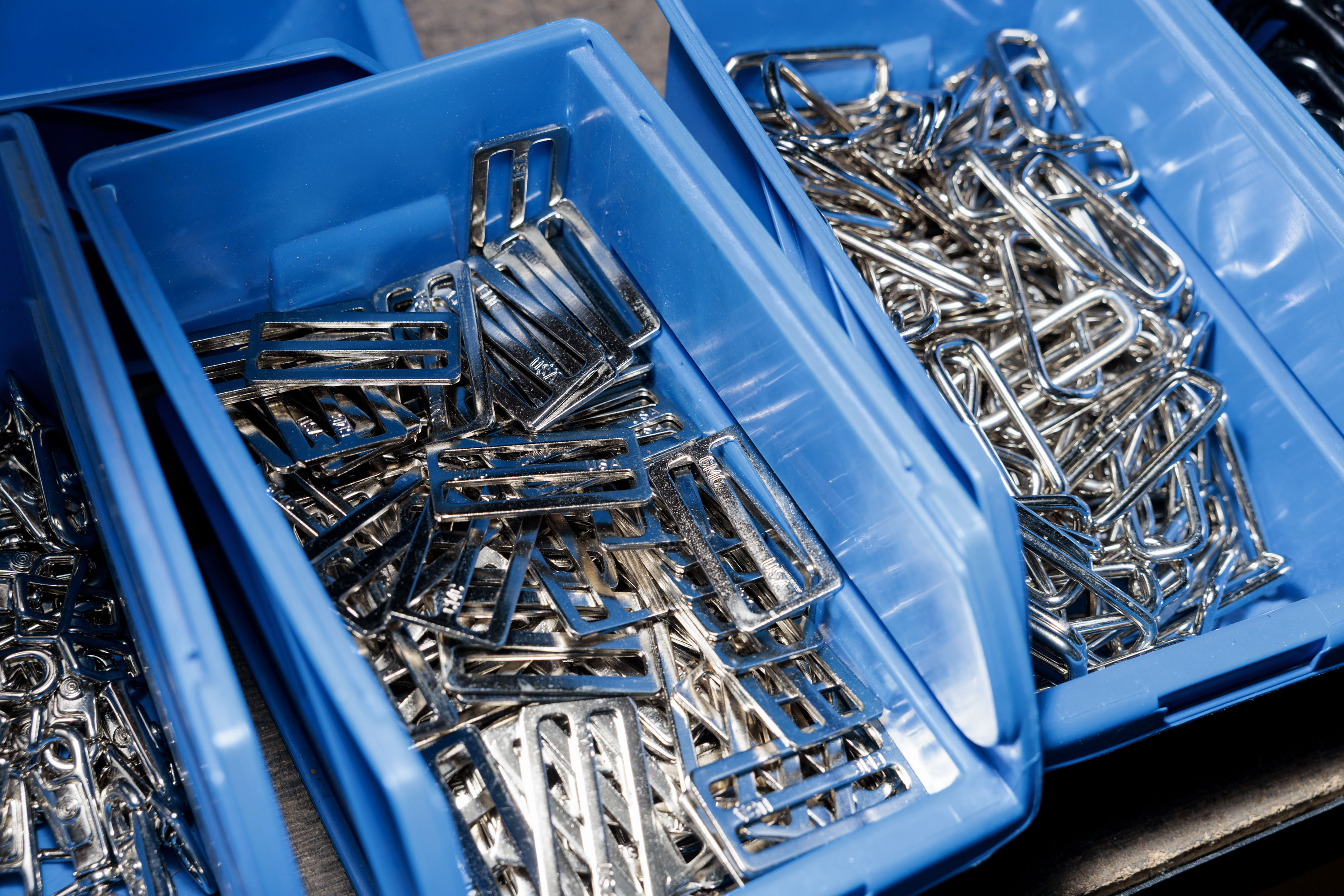 Steel buckles and hardware at Pingree Detroit, 15707 Livernois in Detroit on Monday, Oct. 6 2025.