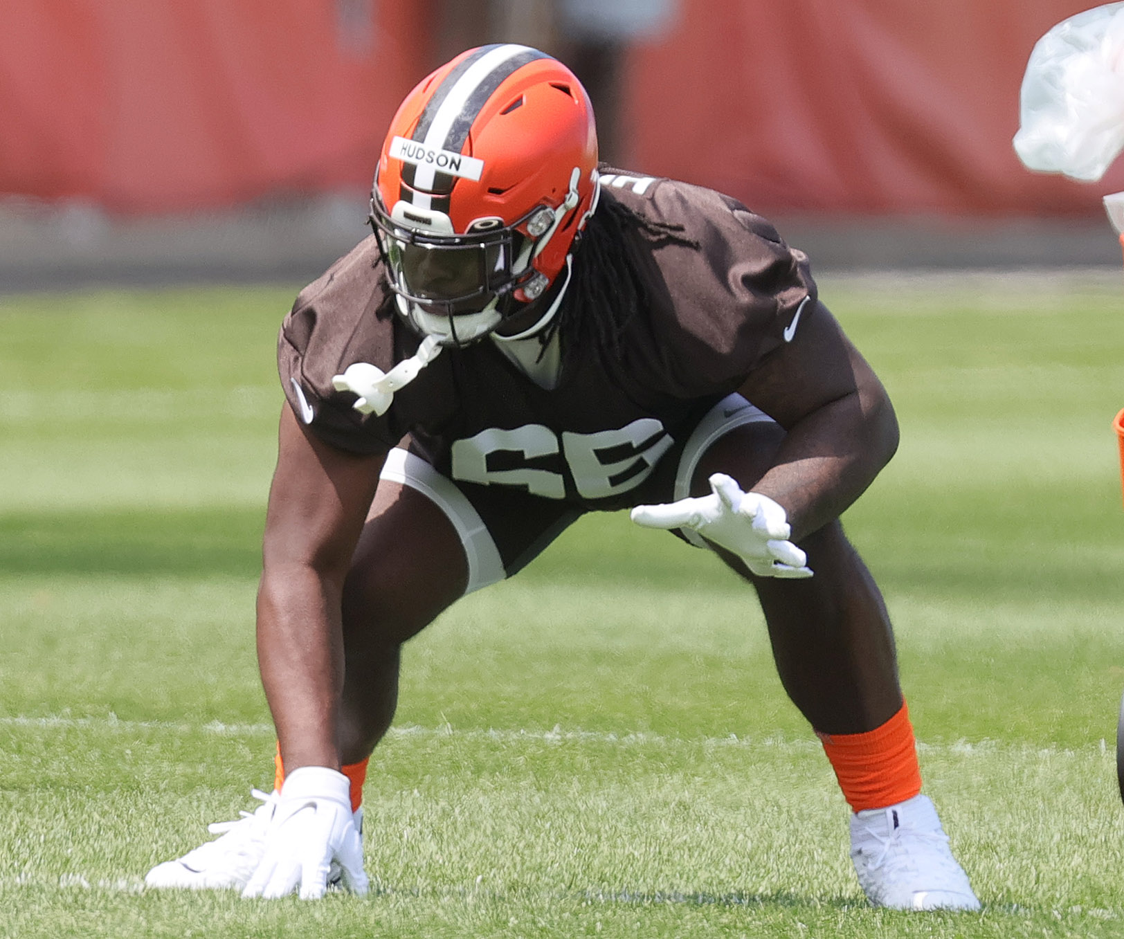 James Hudson III of the Cleveland Browns waits for the snap during