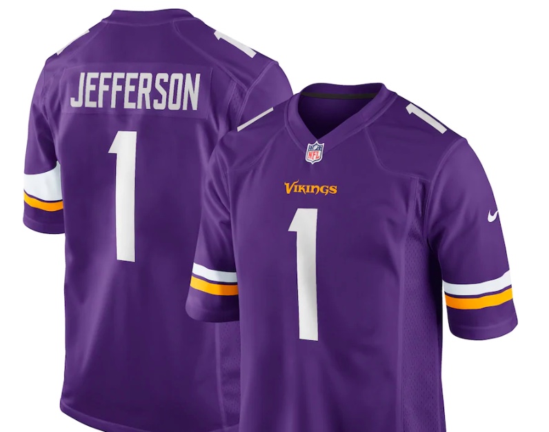 Buy the NFL On Field Football Vikings Purple Short Sleeve Jersey