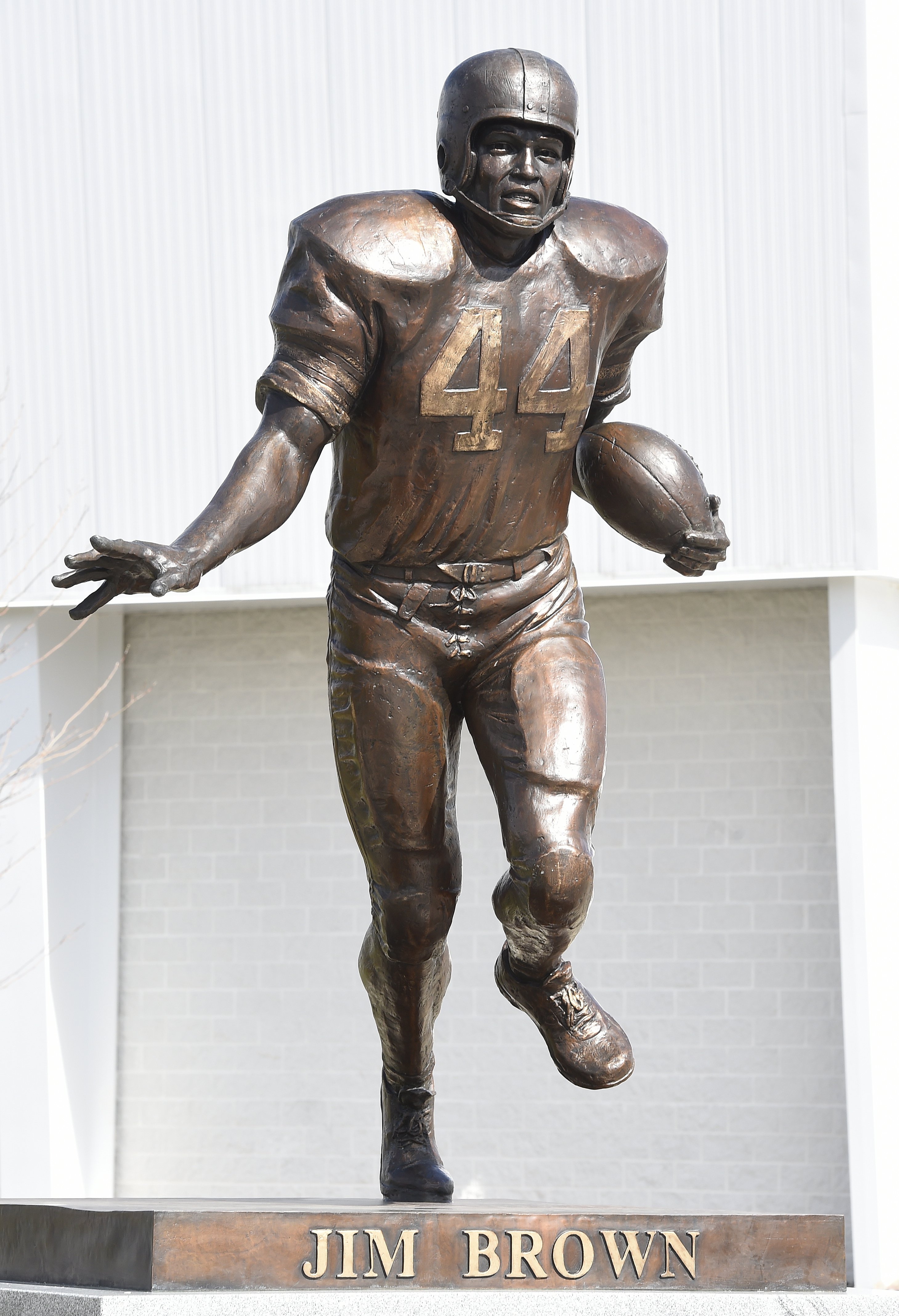 This is the statue of Jim Brown installed on the courtyard of the Clifford J. Ensley Athletic Center, Syracuse University. Brown, not only played football for Syracuse, he also excelled in lacrosse, basketball and track.

Ellen M. Blalock | eblalock@syracuse.com