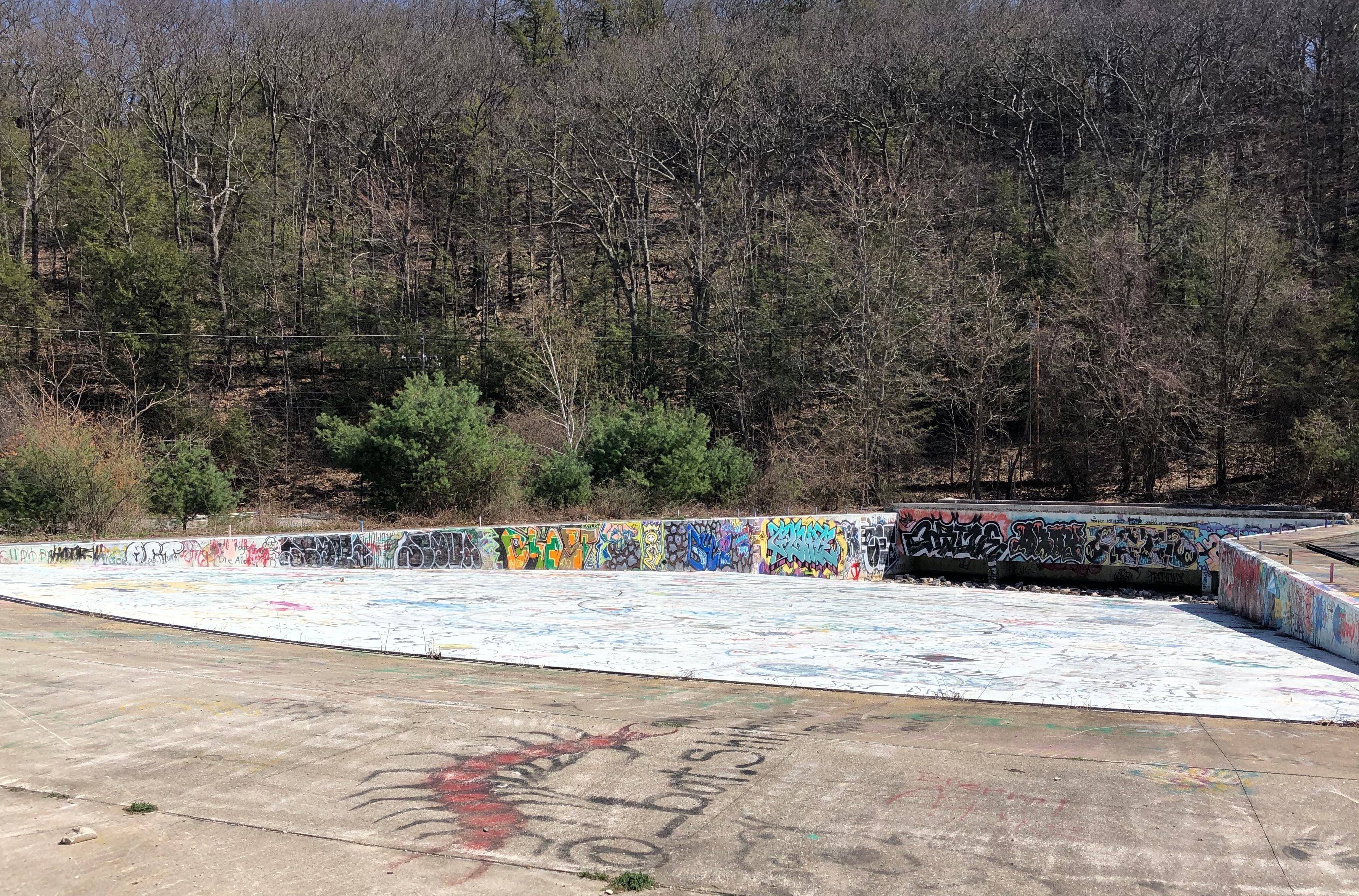 Another view of the vacant wave pool at the former Mt. Tom Ski Area.