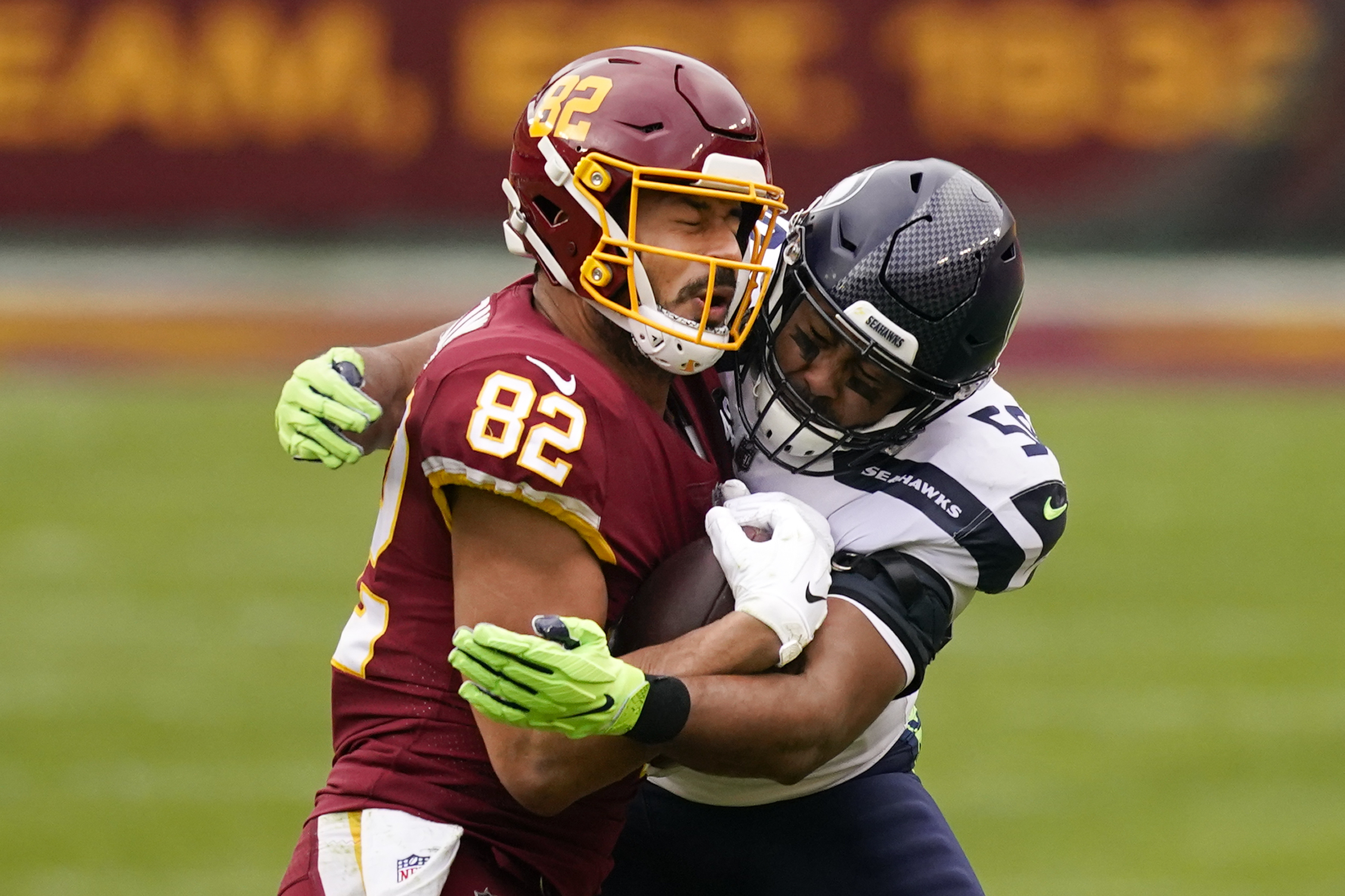 J.D. McKissic of the Washington Football Team dives for a