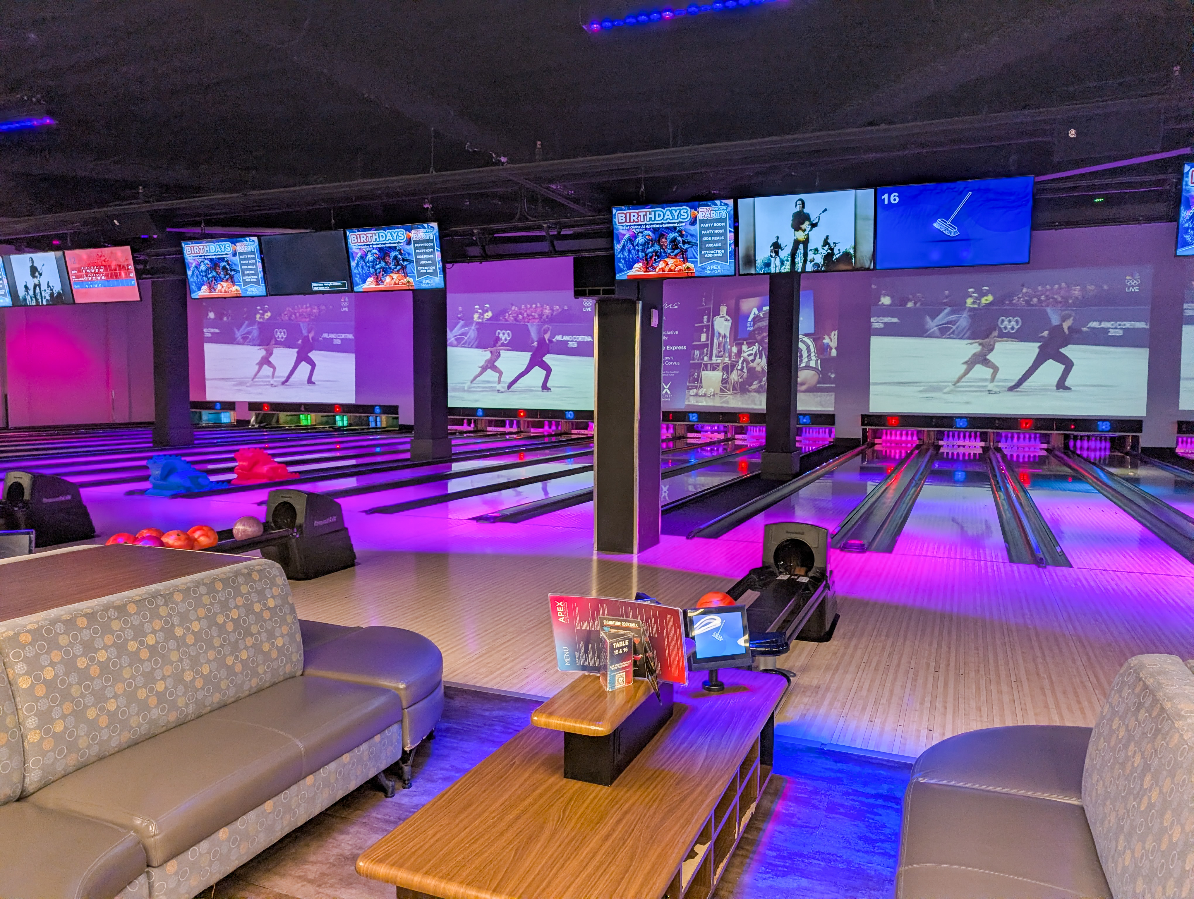 A look around the bowling alley at Apex Entertainment Marlborough.