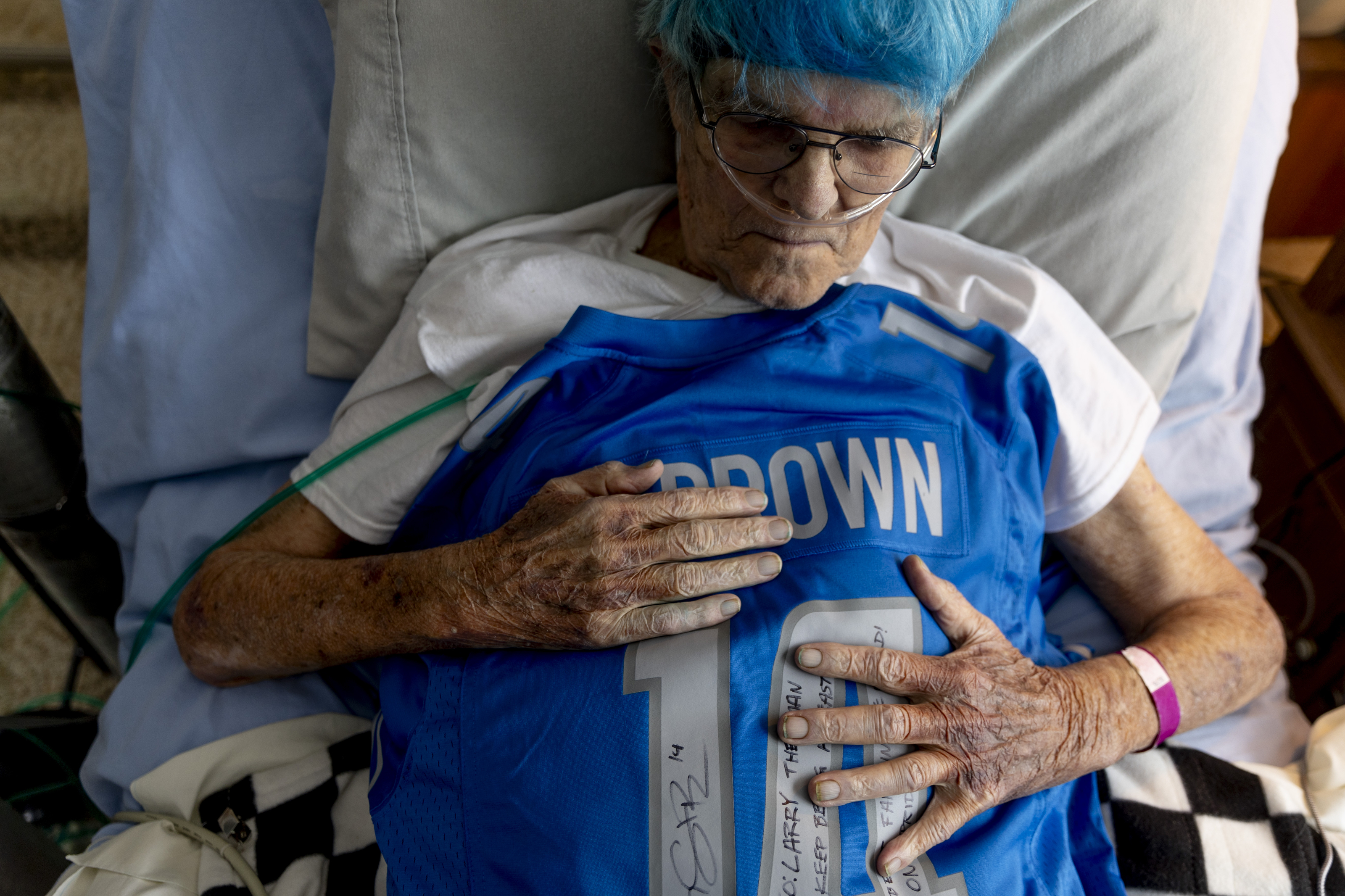 In hospice care with electric blue hair. And dreams of a Detroit Lions Super Bowl. - mlive.com