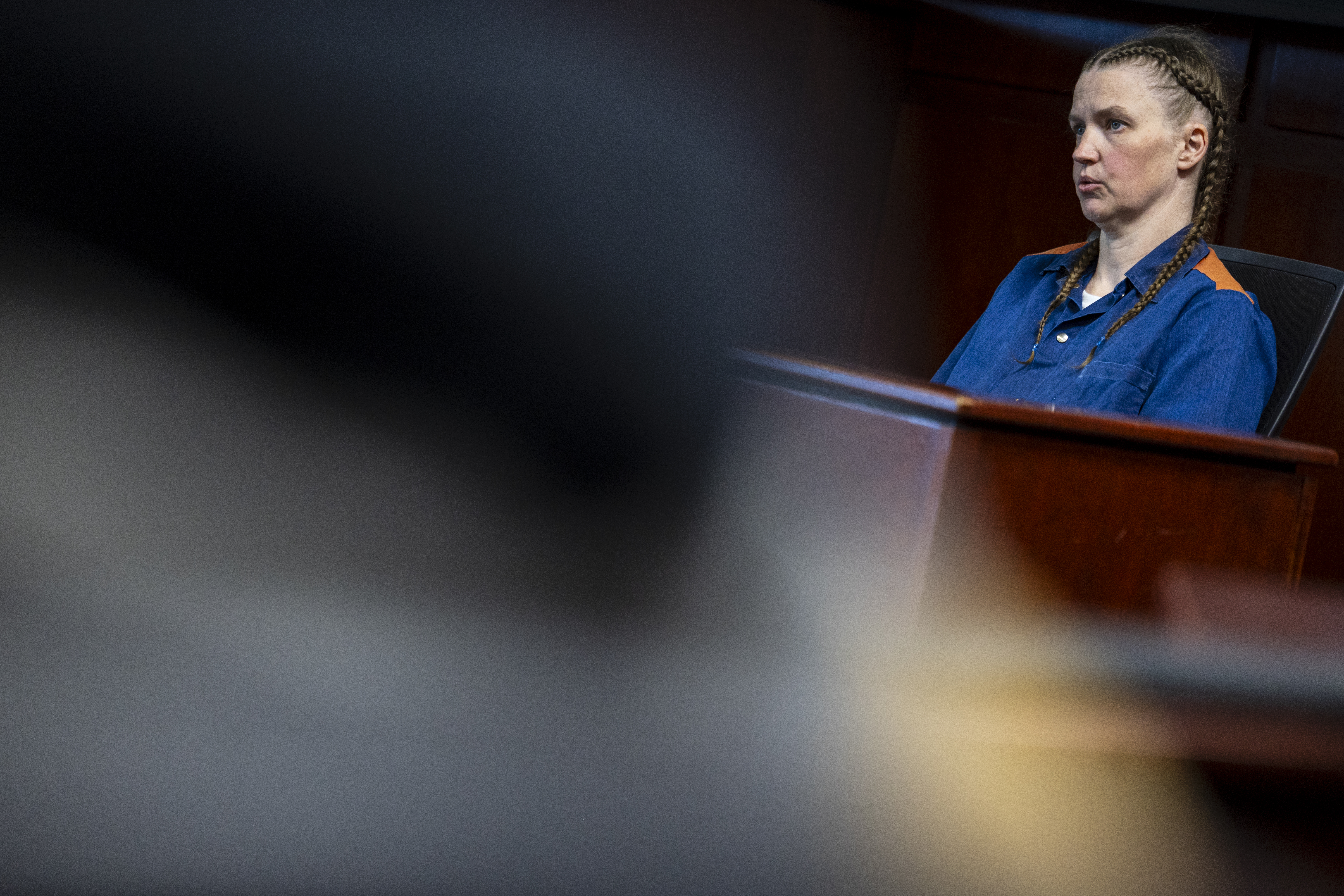 Shanda Vander Ark, the mother convicted of torturing her 15-year-old son to death, testifies during a Ginther hearing seeking a new trial at Muskegon County Circuit Court in Muskegon, Mich. on Friday, March 20, 2026. Vander Ark’s defense claims she was in a “catatonic state” throughout her trial that featured disturbing testimony of how she inflicted cruel punishments on her son, Timothy Ferguson, leading to the boy’s death. She is currently serving life in prison without parole.
