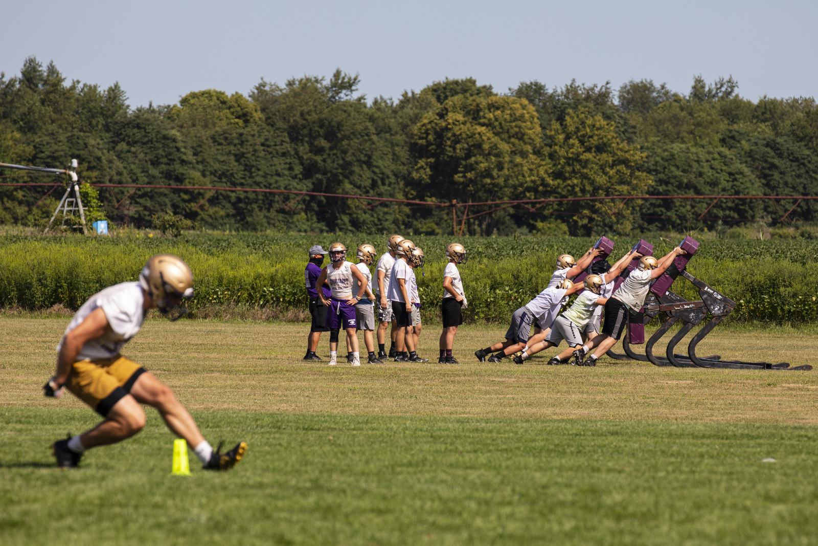Schoolcraft High School during third day of MHSAA football practice