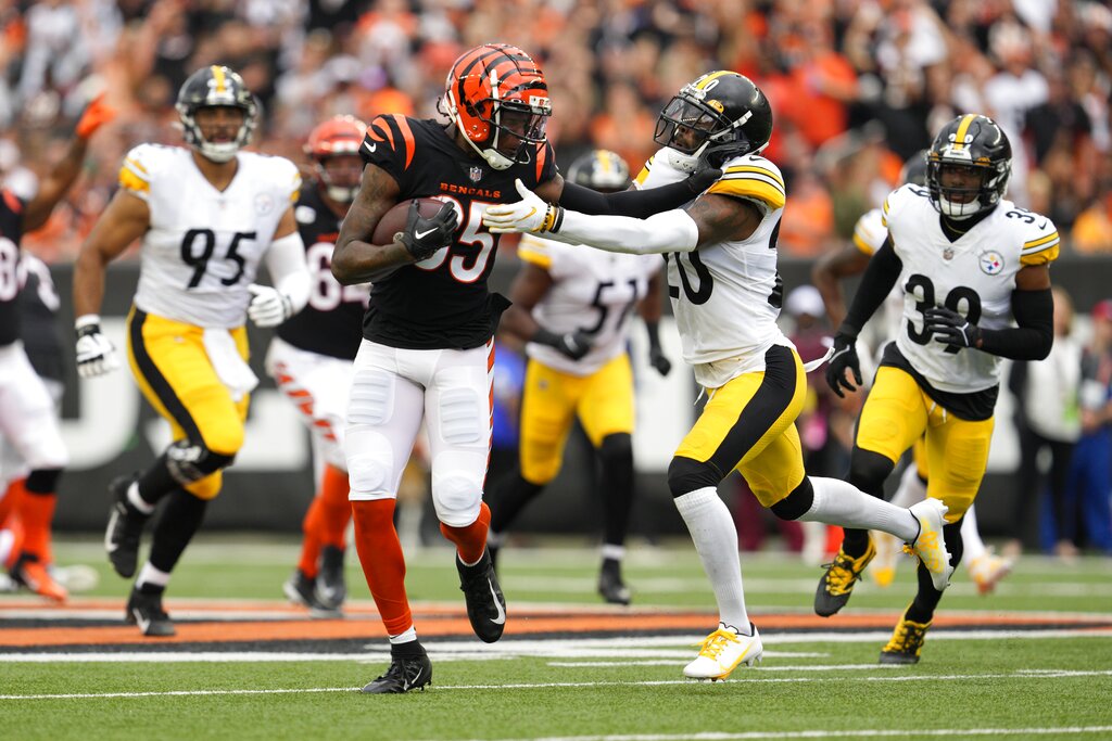 Bengals' Tee Higgins leaves game vs. Steelers, is out with concussion after  taking a hit to the helmet - cleveland.com