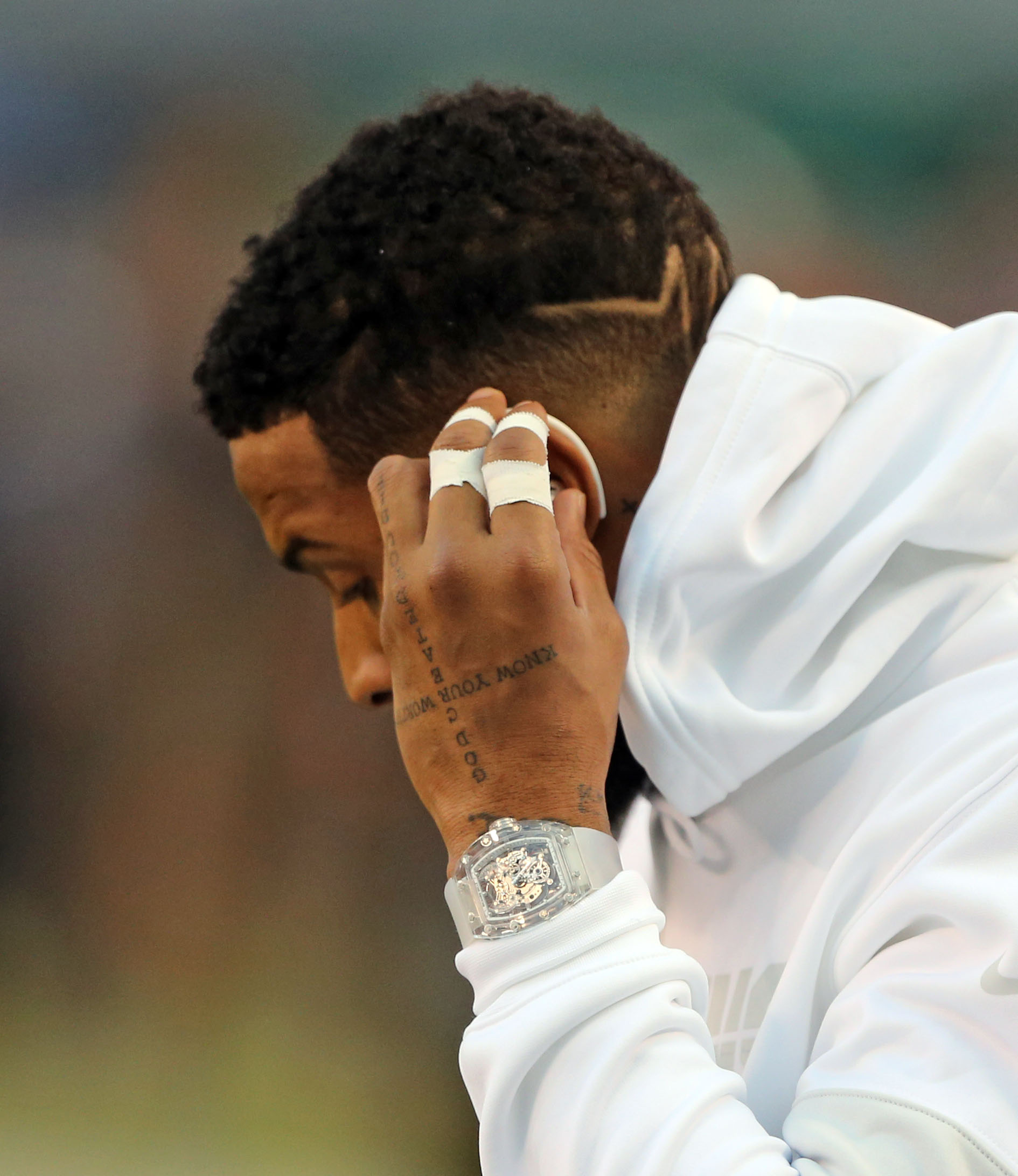 Odell Beckham Jr. wears an acrylic Richard Mille watch during pregame Rashard Higgins among Browns inactives cleveland