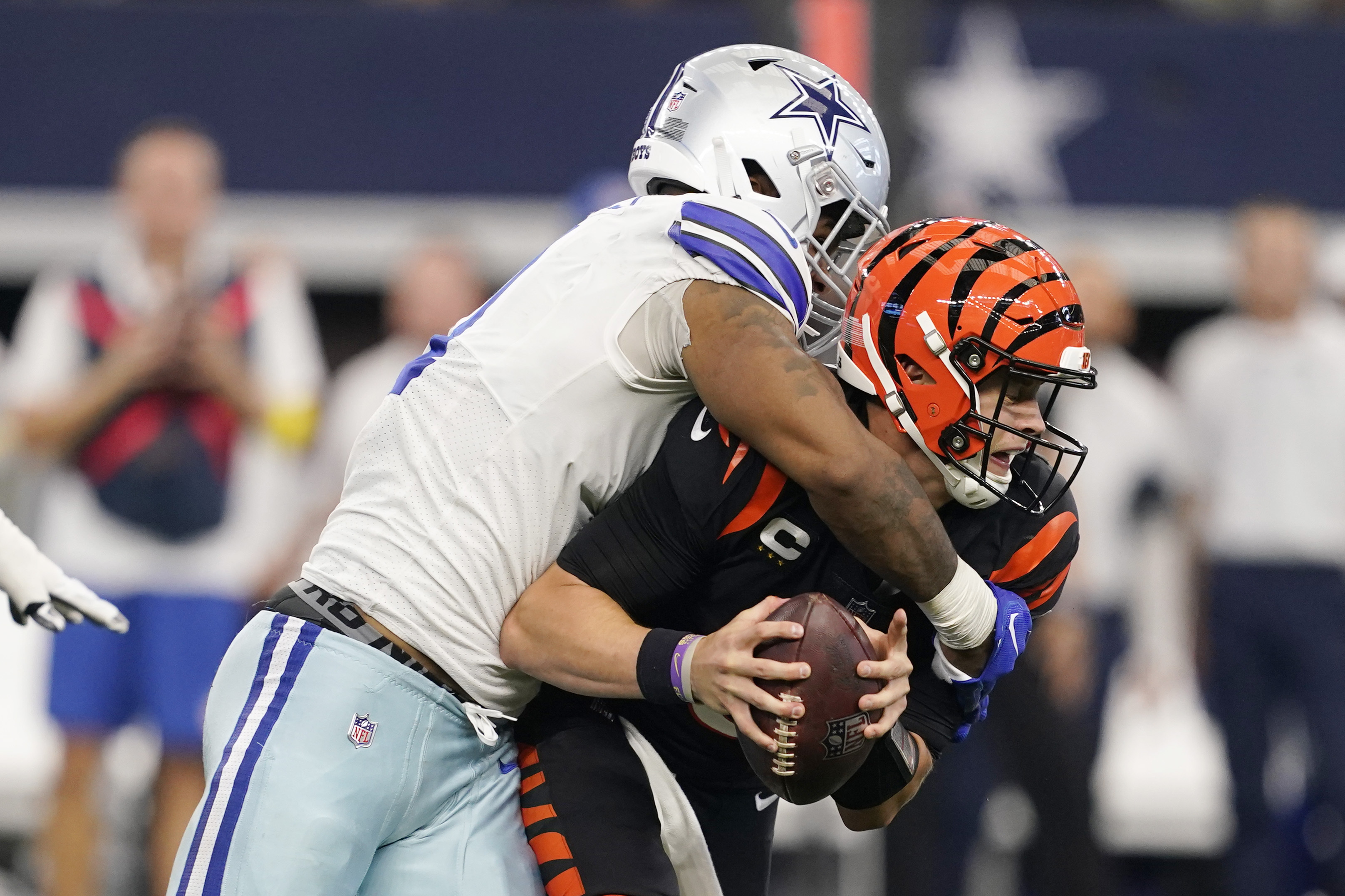 Dallas Cowboys defensive end Dante Fowler Jr. (56) is seen during an NFL  football game against the Cincinnati Bengals, Sunday, Sept. 18, 2022, in  Arlington, Texas. Dallas won 20-17. (AP Photo/Brandon Wade