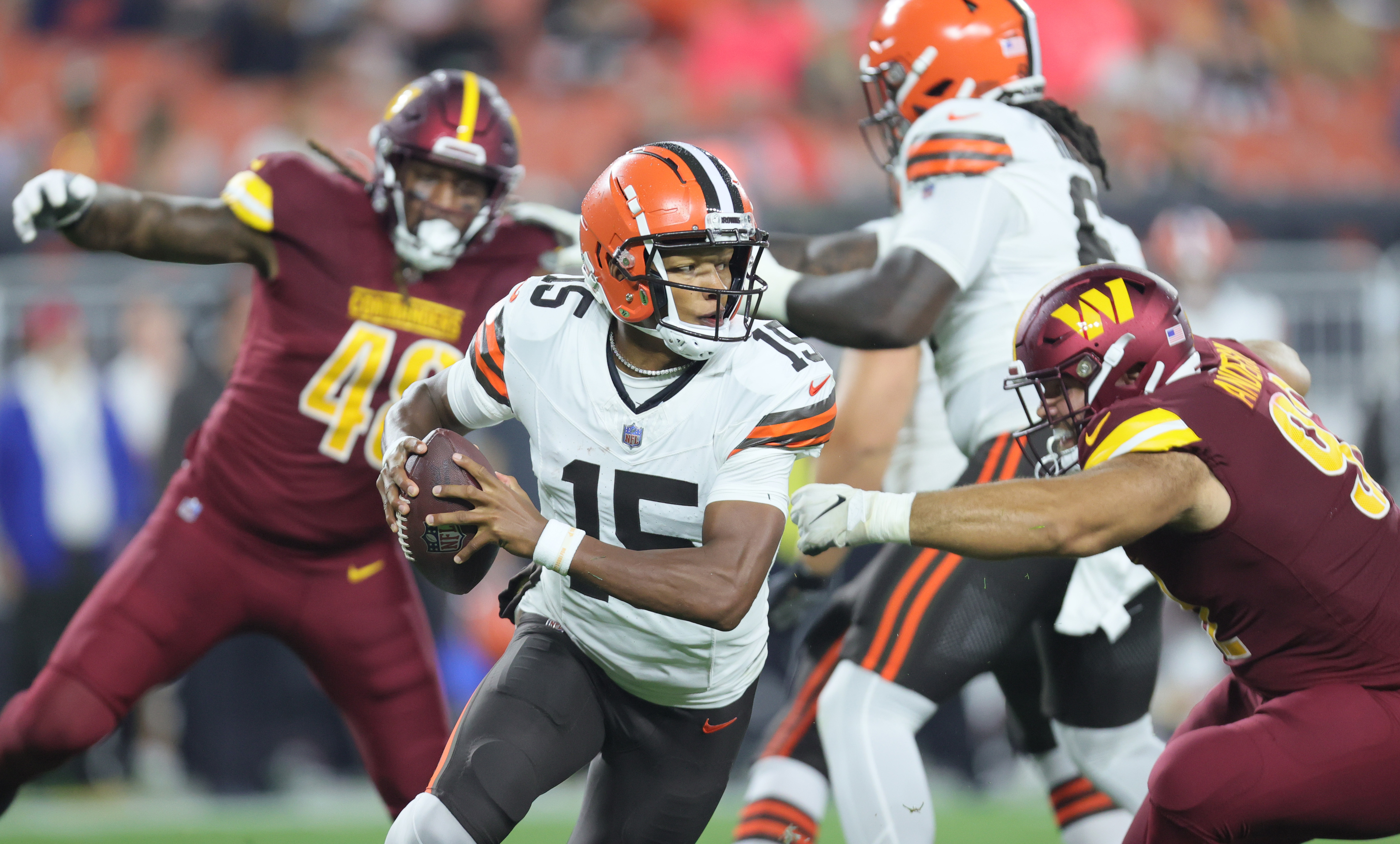 Washington Commanders safety Jartavius Martin plays against the Cleveland  Browns during the first half of a preseason NFL football game on Friday,  Aug. 11, 2023, in Cleveland. (AP Photo/David Richard Stock Photo 