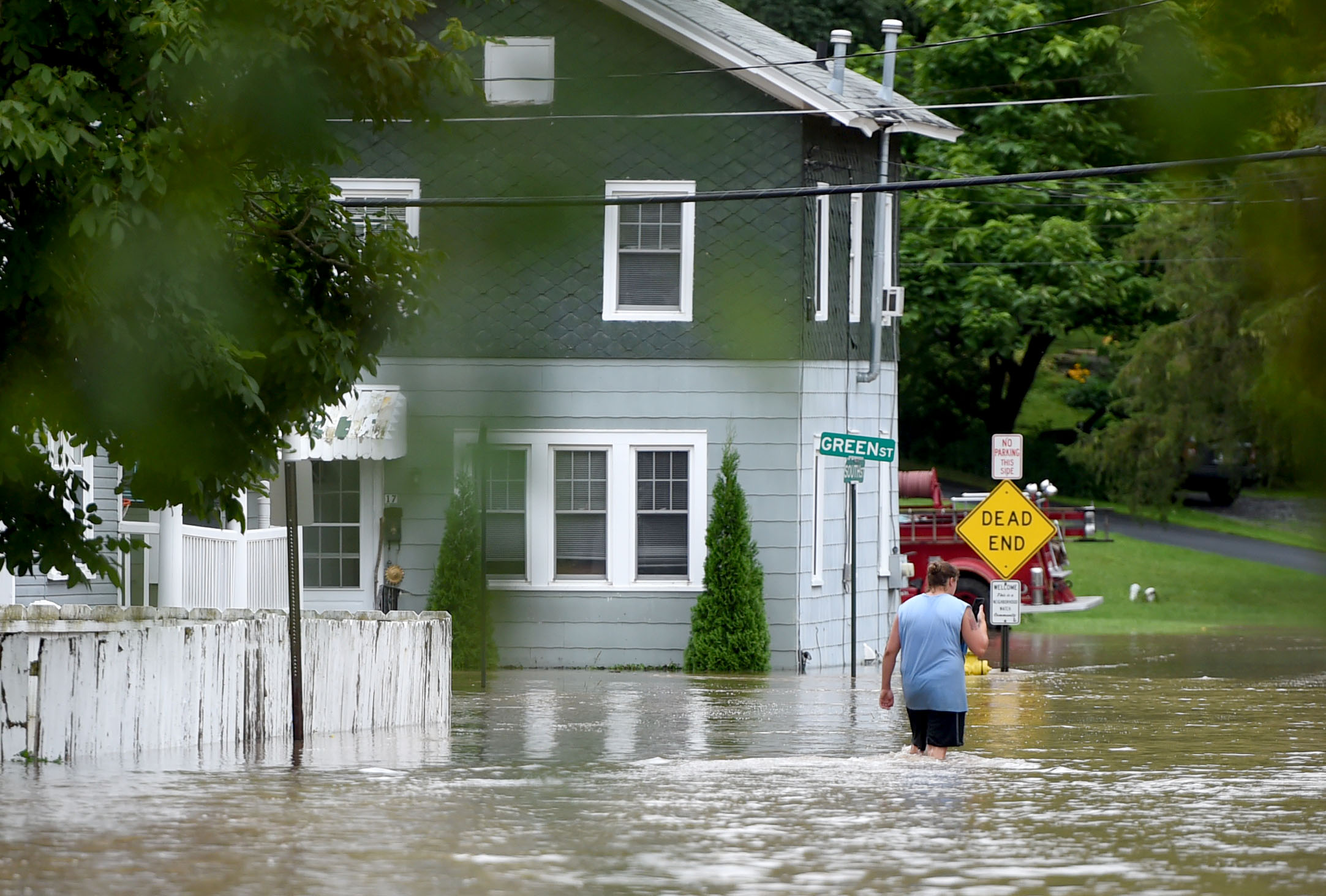 South and Green streets in the village of Camillus were under water August 19, 2021, after heavy rains caused flooding in Central New York. A lot of flooding occurred along Ninemile Creek in Camillus and Marcellus. Dennis Nett | dnett@syracuse.com