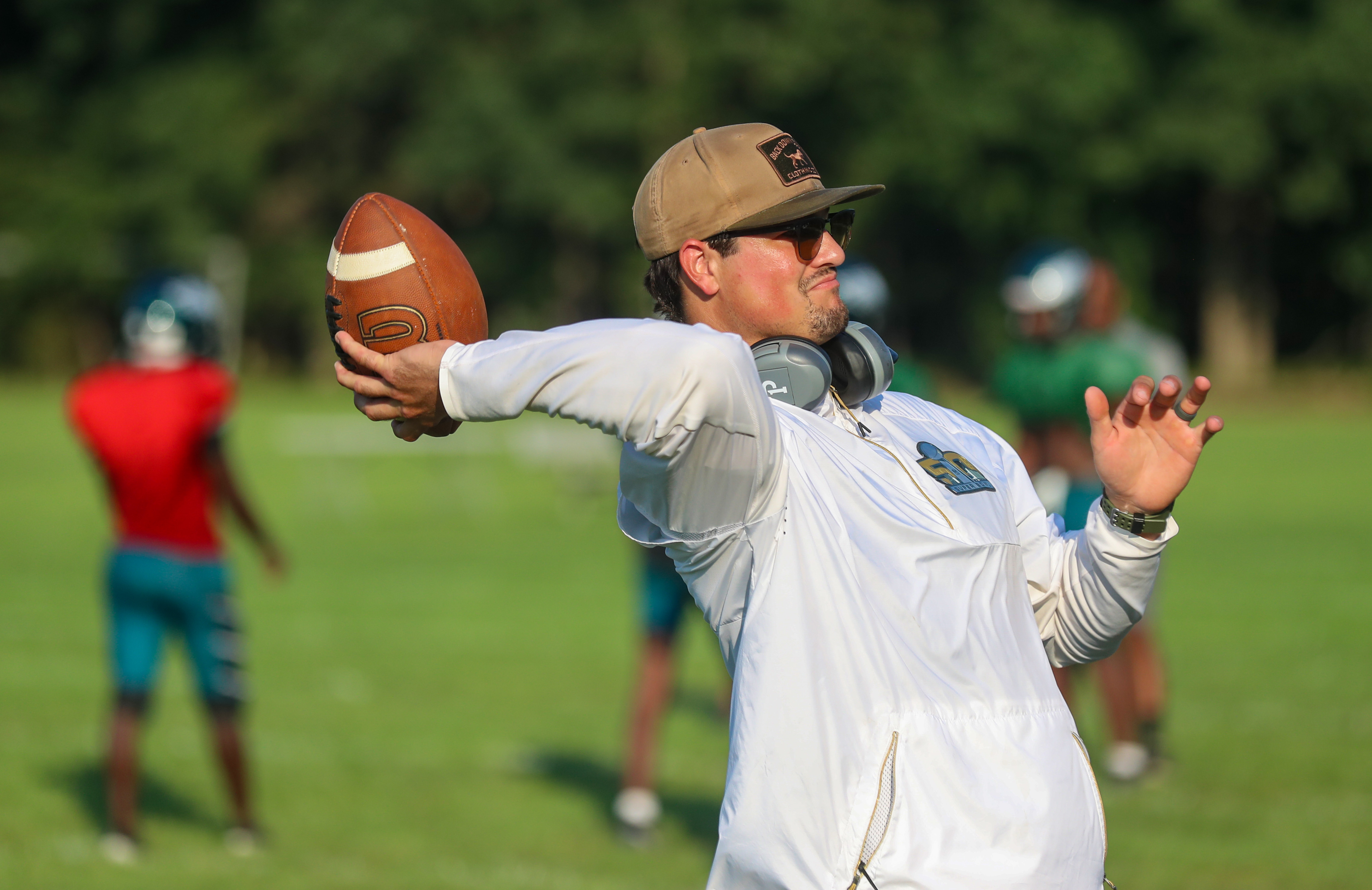 Penn State quarterback Christian Hackenberg throws during an NCAA college  football practice at Fernandina Beach High School, Thursday, Dec. 31, 2015  in Fernandina Beach, Fla. (Joe Hermitt/PennLive.com via AP) MANDATORY  CREDIT; MAGS