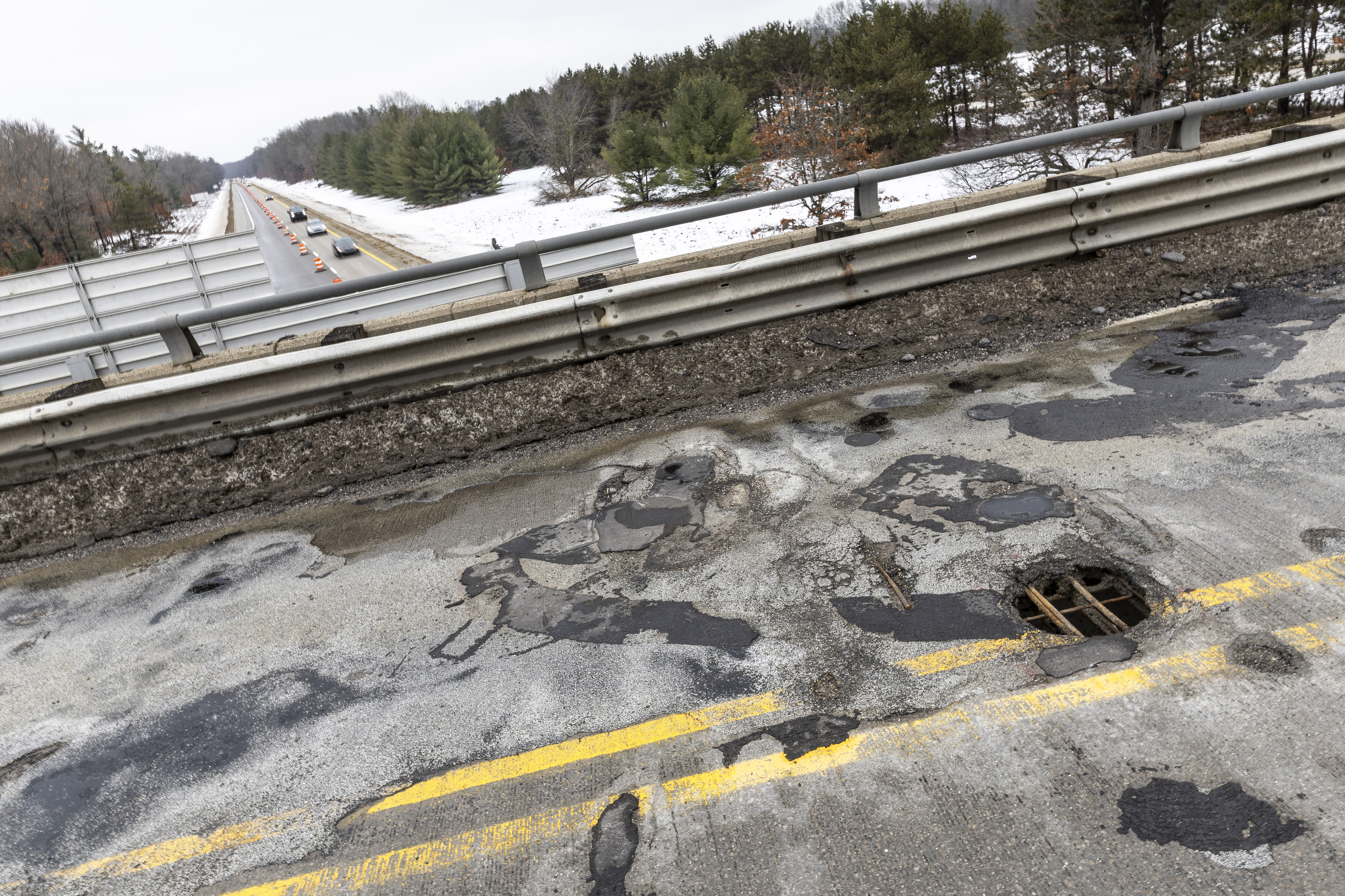 Hole in US-31 overpass causes closure in Whitehall - mlive.com