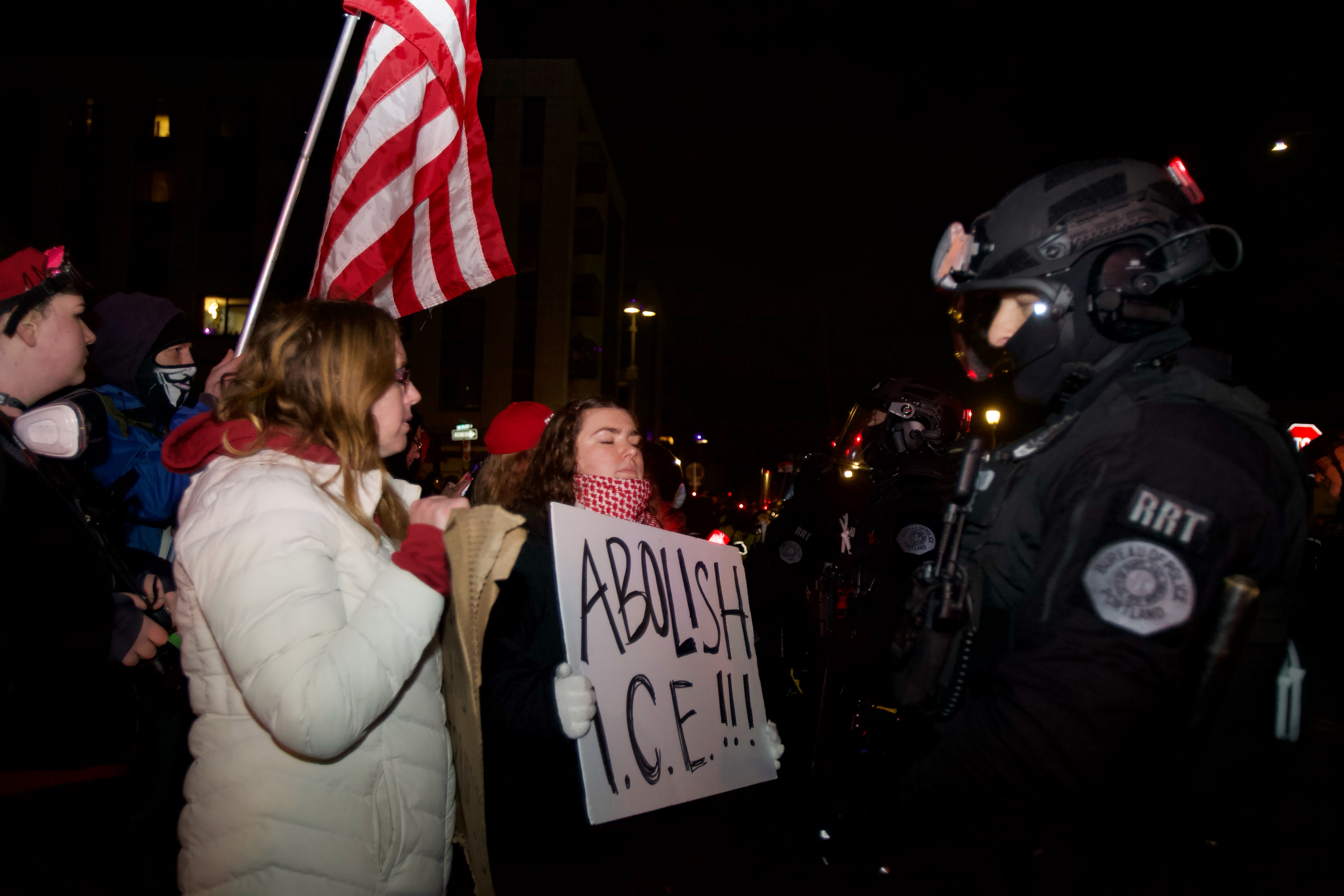 Portland Protest at ICE facility after 2 shot by Border Patrol ...