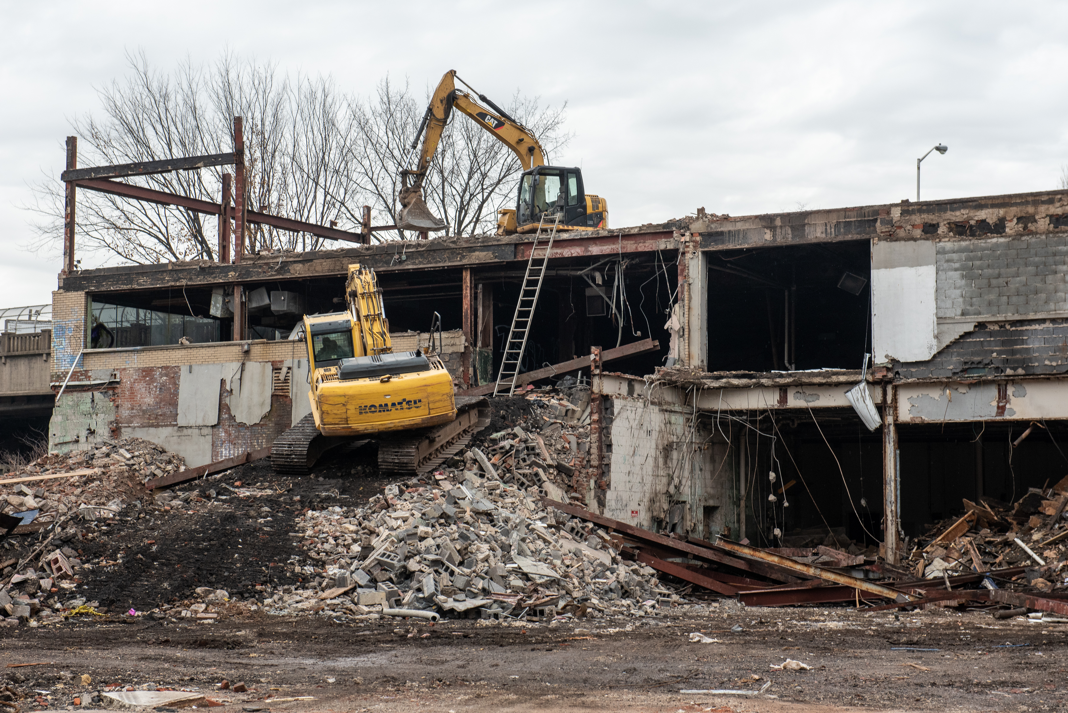 The former A.C. Chevrolet dealership at 3085 Kennedy Blvd. in Jersey City is being demolished, Tuesday, Dec. 6, 2022. (Reena Rose Sibayan | The Jersey Journal)