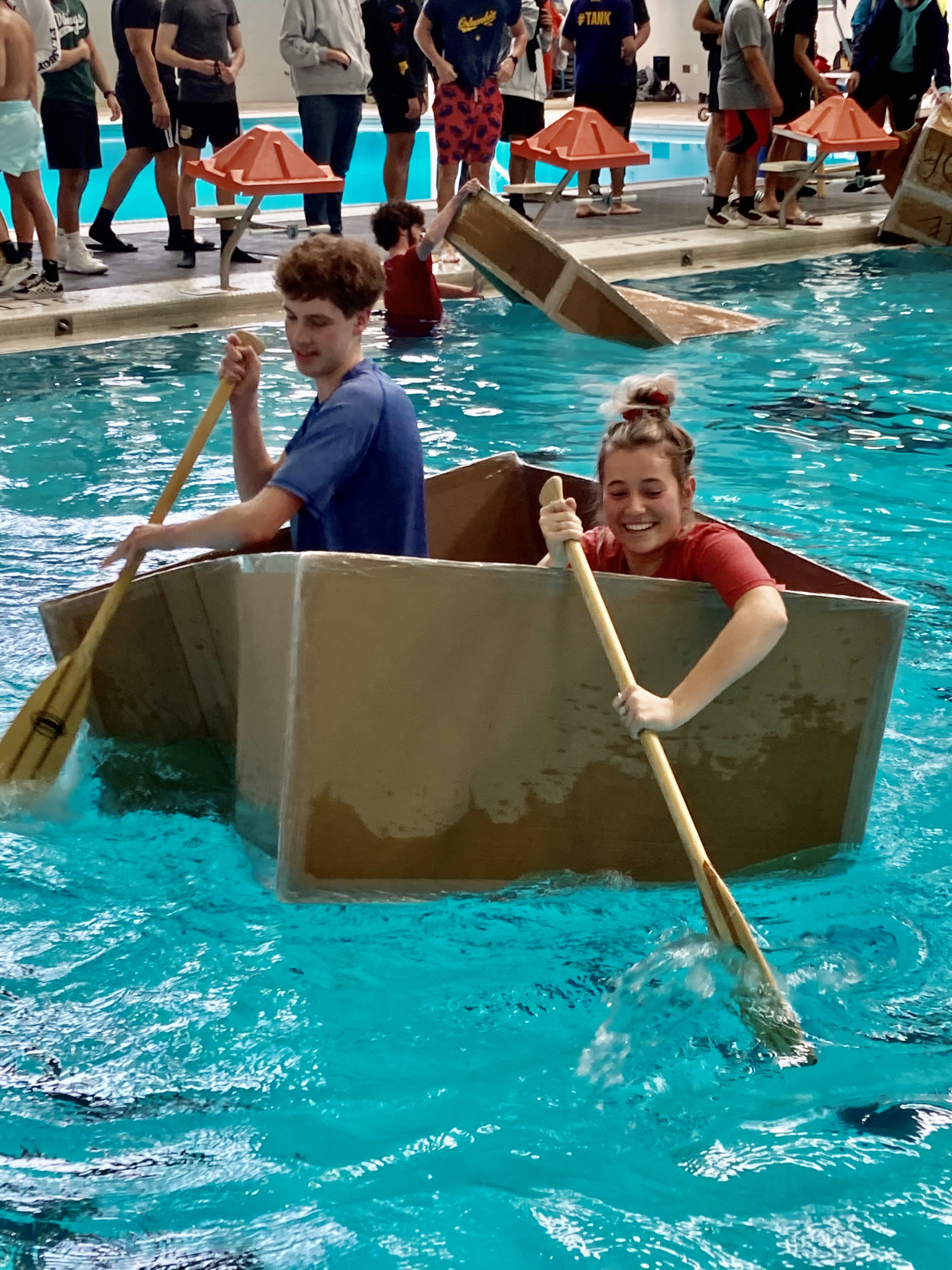 Lakewood High School physics students paddle, sink and swim during annual Cardboard  Boat Regatta 