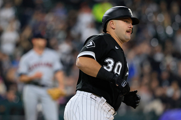 Andrew Vaughn of the Chicago White Sox rounds the bases on his