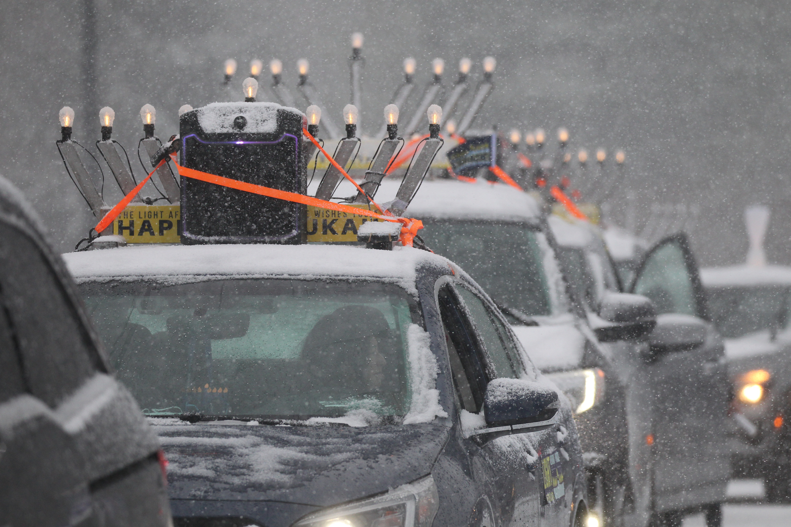 Menorahtopped cars parade through Cleveland eastern suburbs