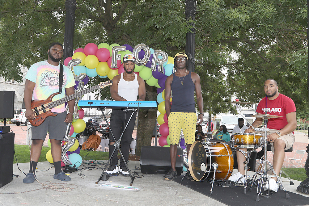 The Music group Malado performed at Chalk for Change 2022 taking place at Court Square in Springfield on July 16th. (Ed Cohen Photo)