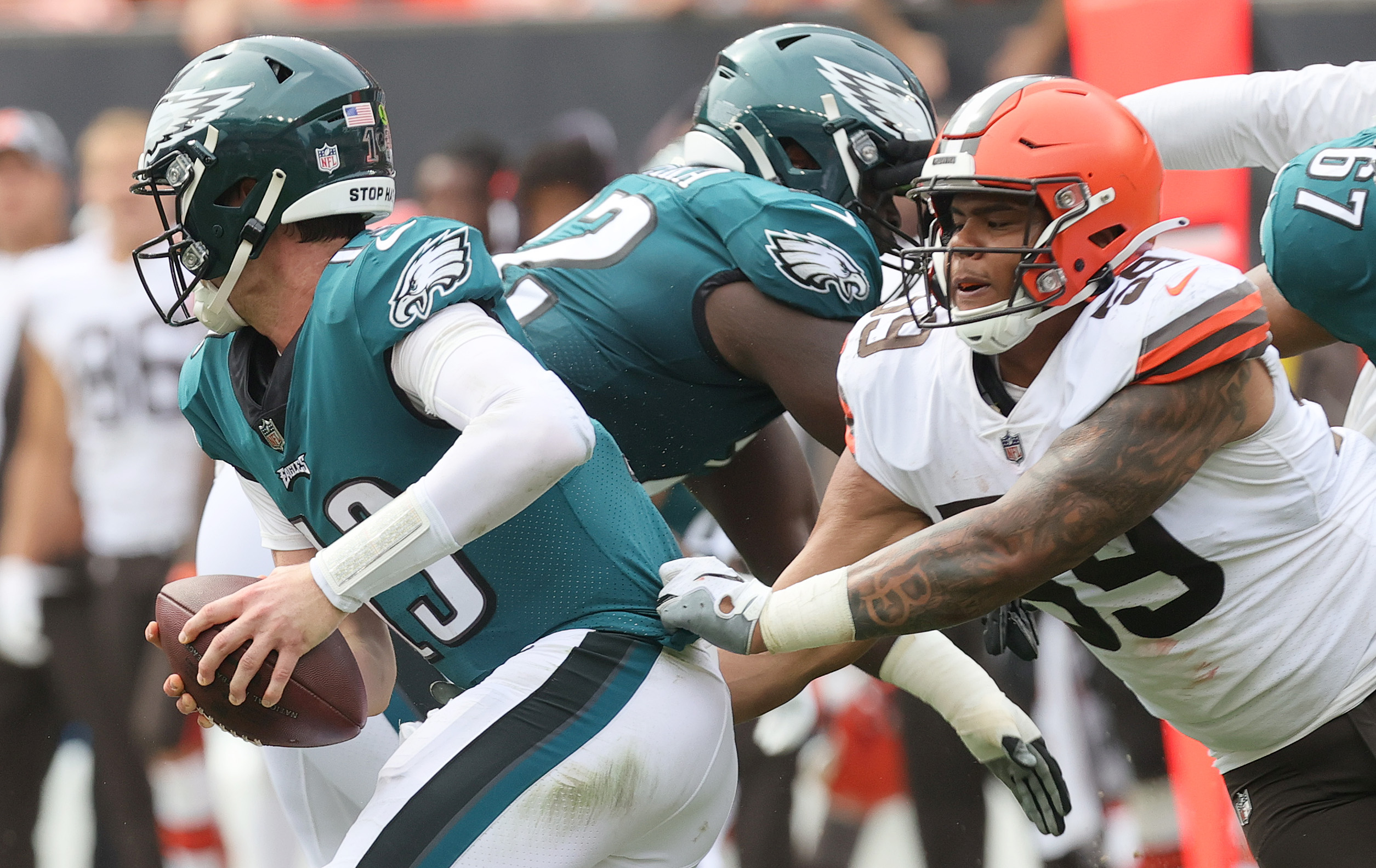 Philadelphia Eagles quarterback Reid Sinnett (13) is congratulated