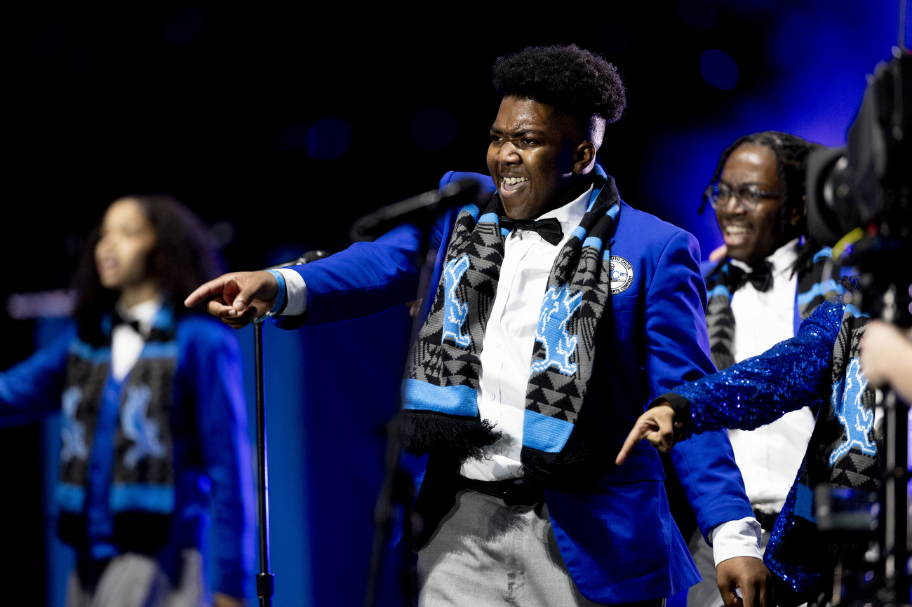 Detroit Youth Choir performs at halftime of Lions' first playoff win in
