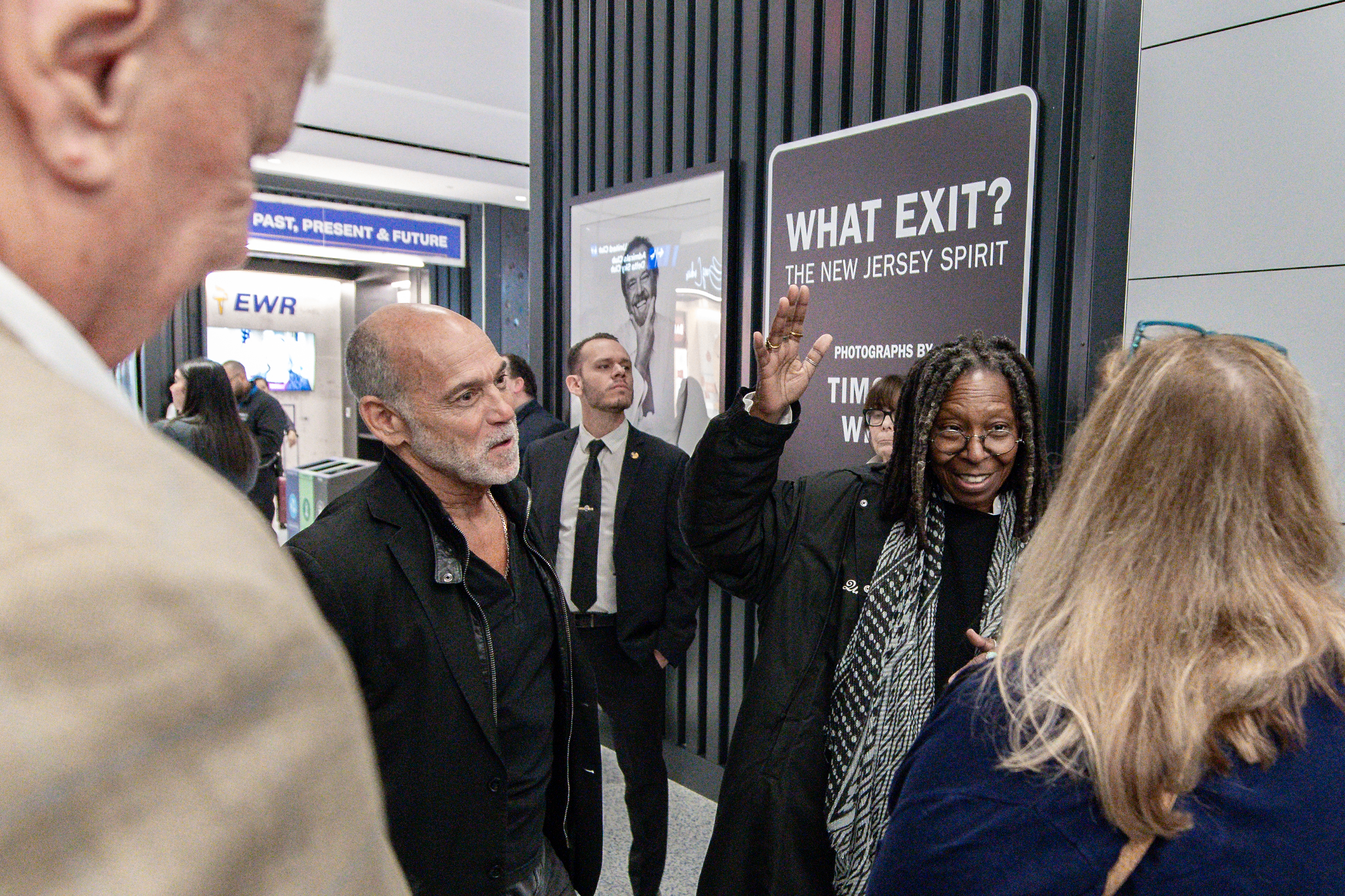 Timothy White and Whoopi Goldberg are pictured at the opening of a photo exhibit called "What Exit: The Spirit of New Jersey: Photographs by Timothy White”, at Newark Liberty International Airport. Saturday, January 17, 2026