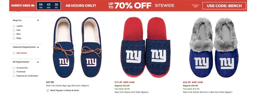 ny giants moccasin slippers