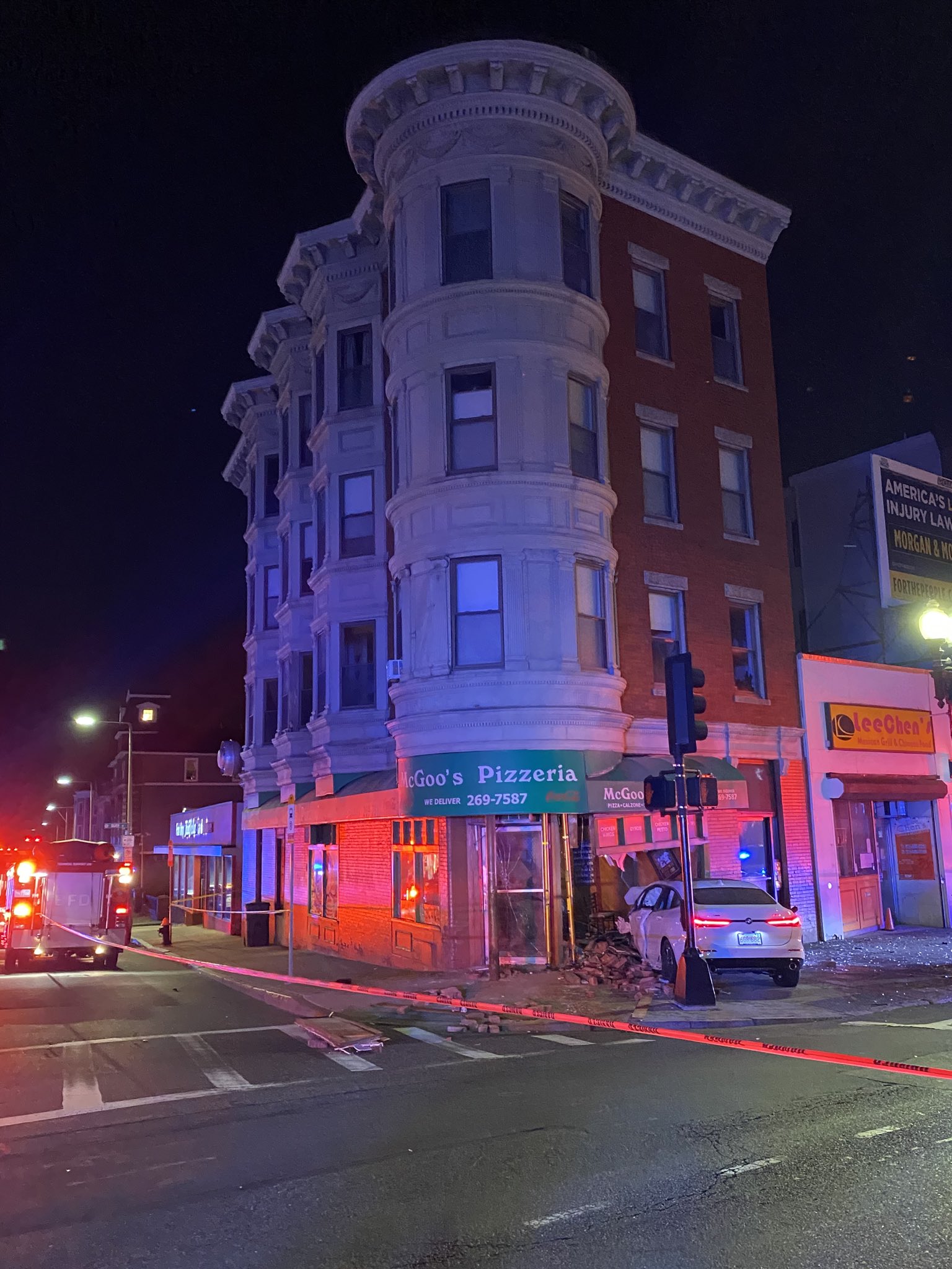 Car crashes into South Boston pizza shop, leaving driver injured and 6 ...