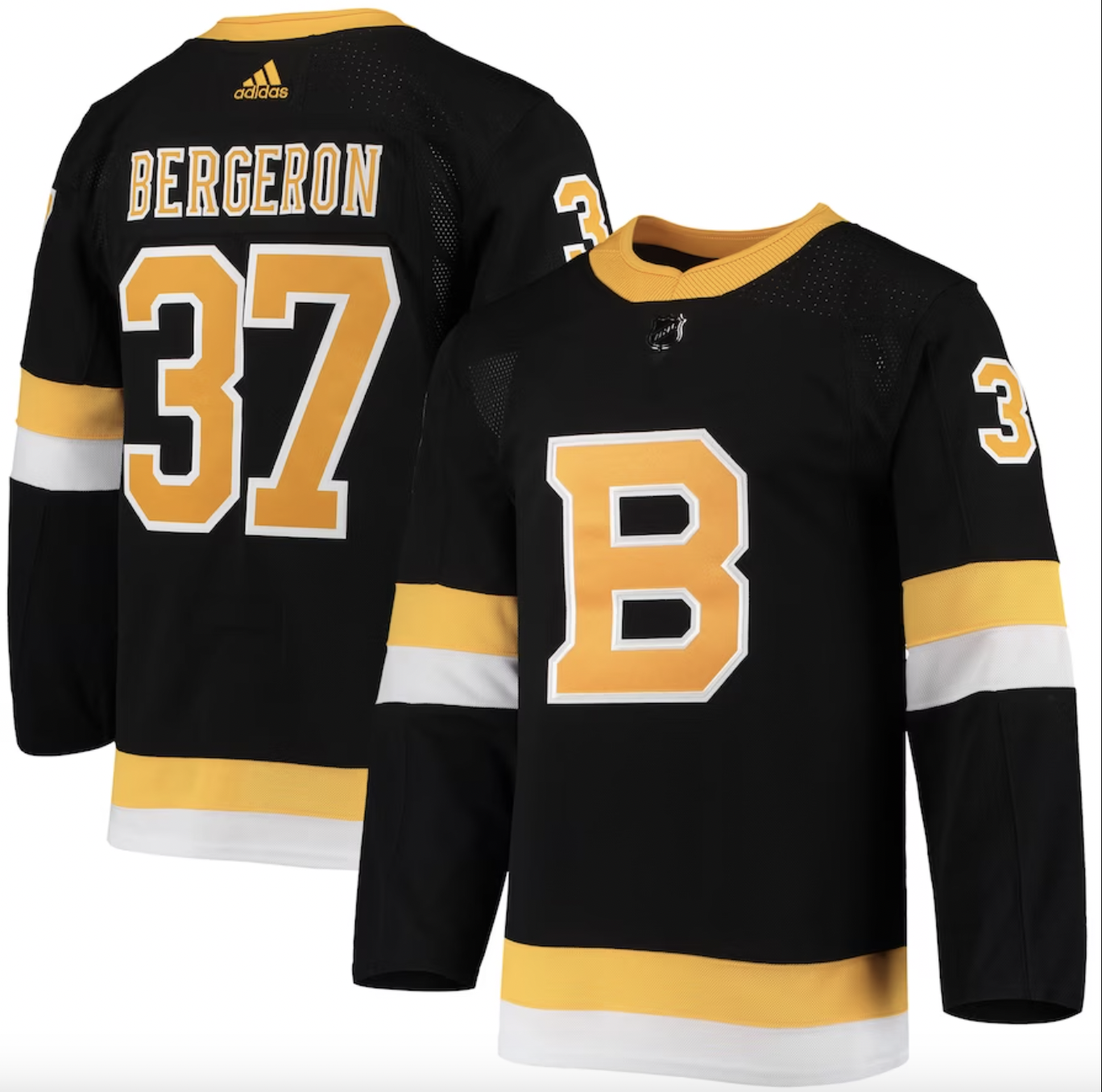 Women's Patrice Bergeron Black Boston Bruins Plus Size Name and Number Long  Sleeve T-Shirt