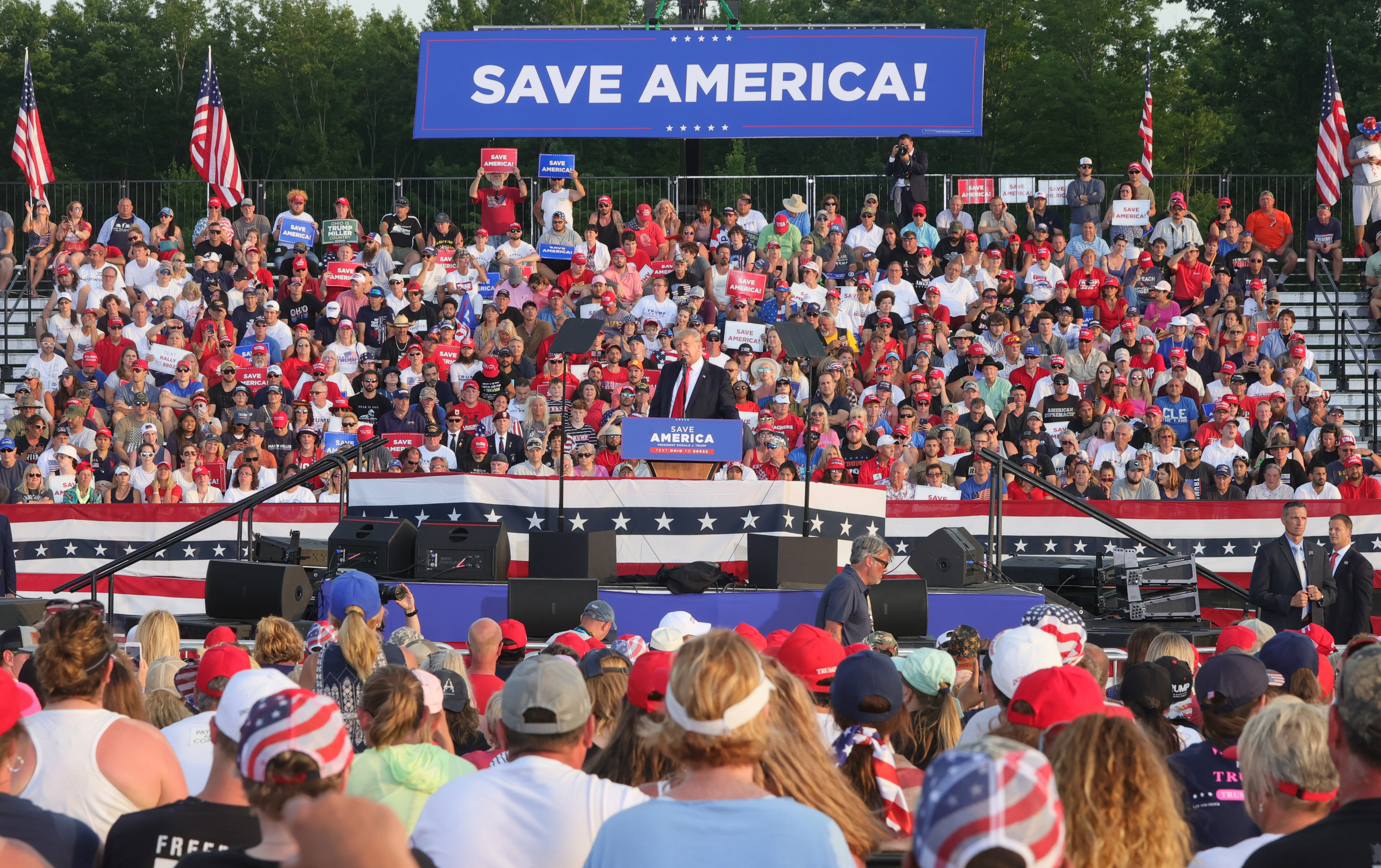 President Donald Trump holds first rally since leaving office at the ...