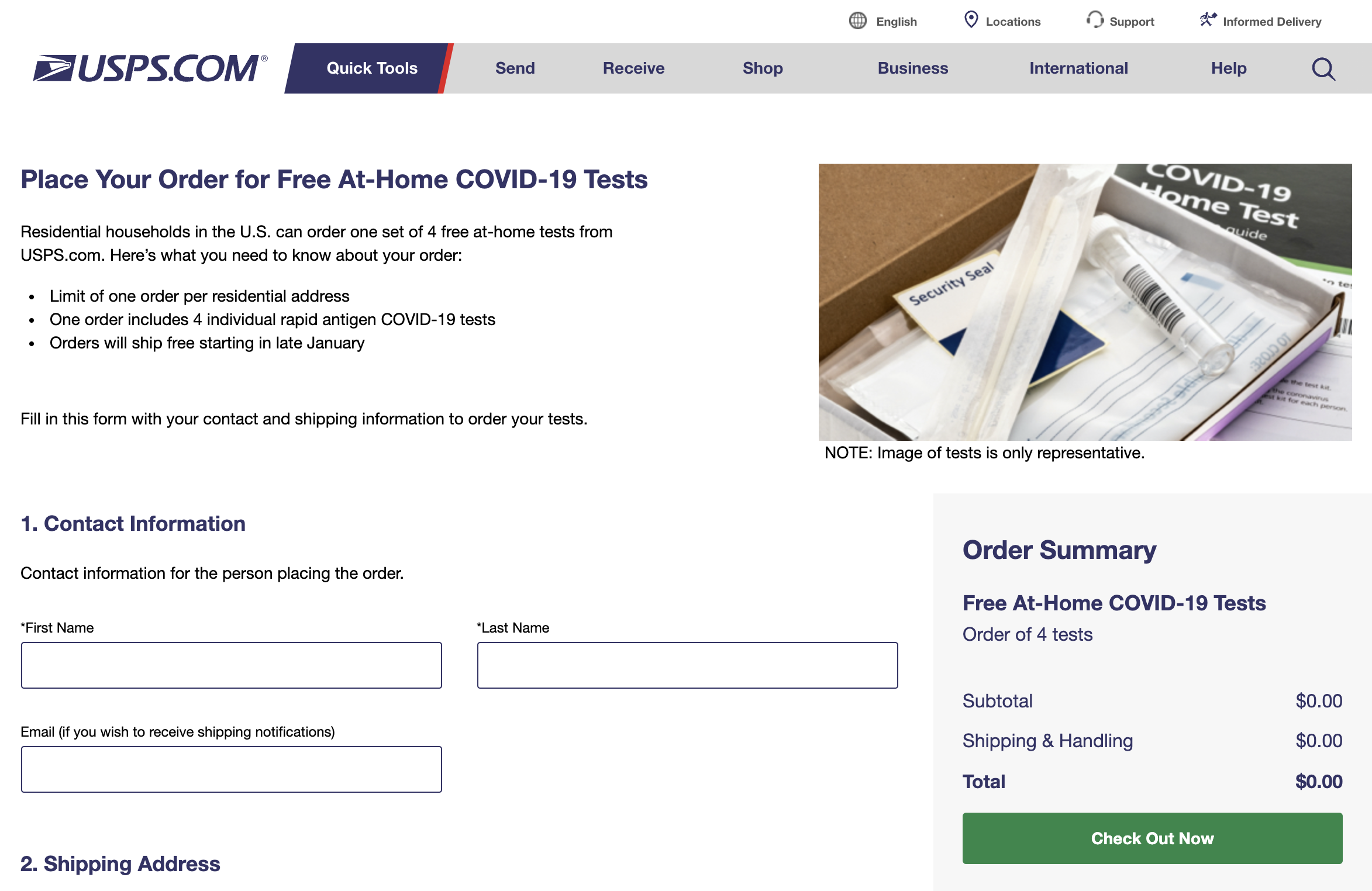 Now Available - FREE Federal COVID-19 Mail-Order Test Kit Program