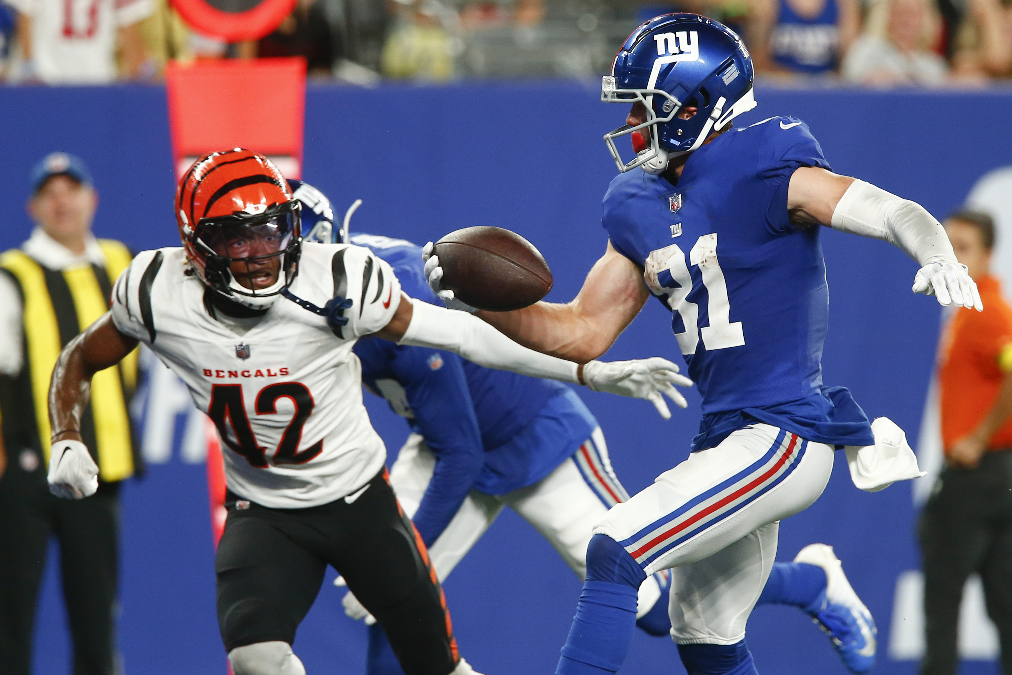 New York Giants defensive tackle Dexter Lawrence (97) during an NFL  preseason football game against the