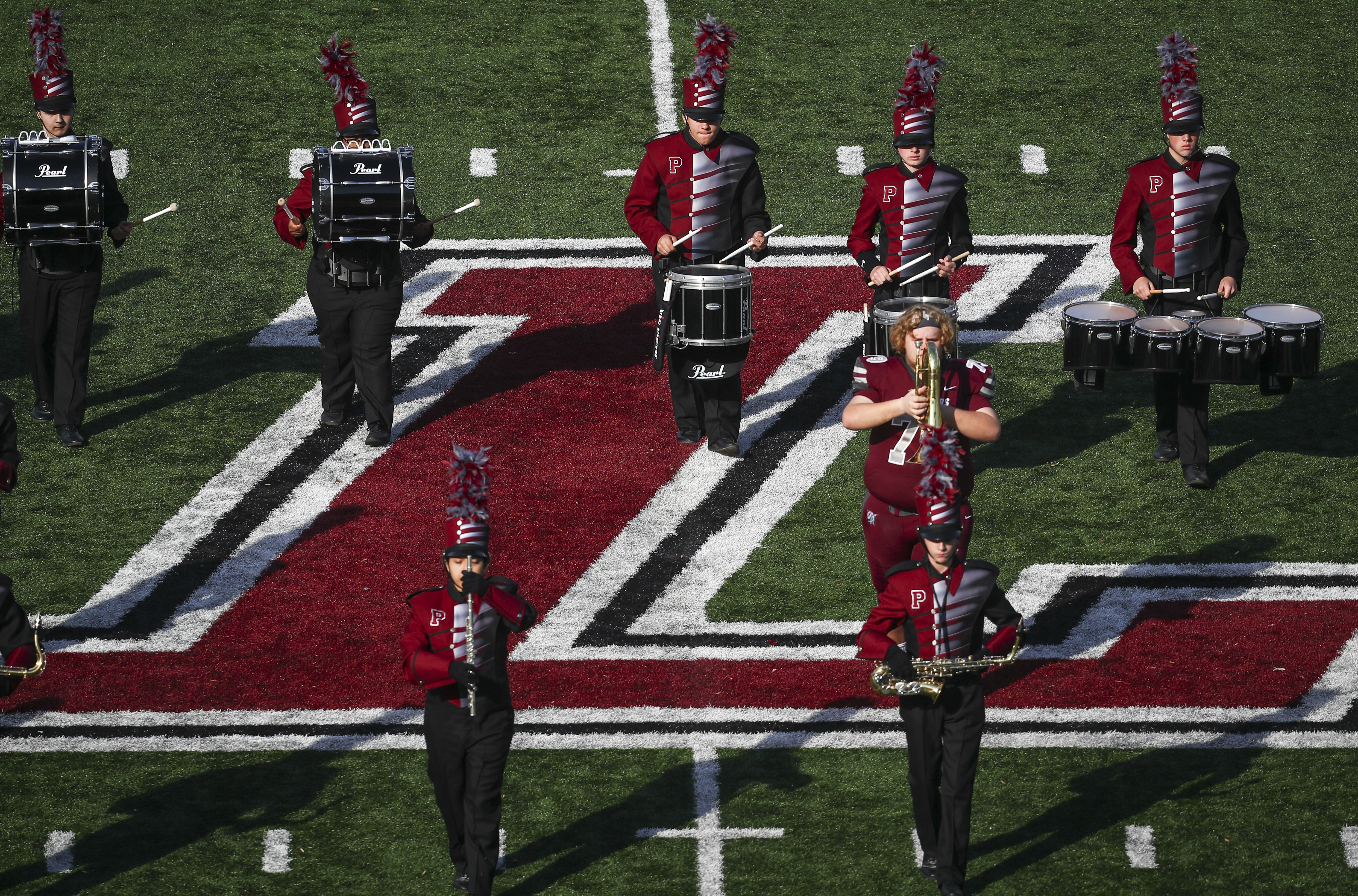 Marching bands perform at halftime of 2022 Easton-P'burg Thanksgiving  football game 