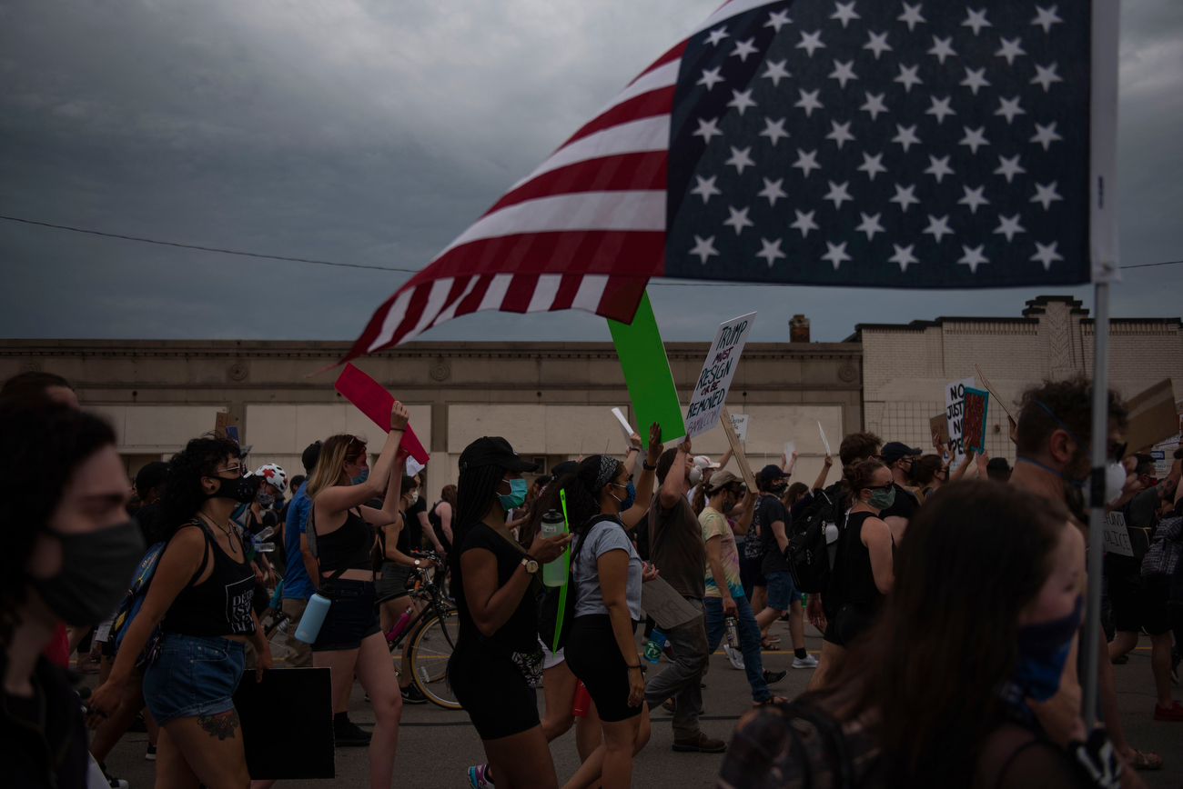 Detroit protesters march to site where 1967 riot began in eighth day of ...