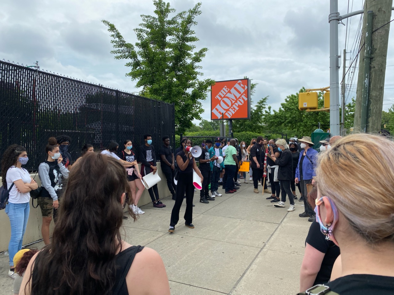 Protesters are gathering at the Home depot in Concord. (Staten Island Advance/Jordan Hafizi)
