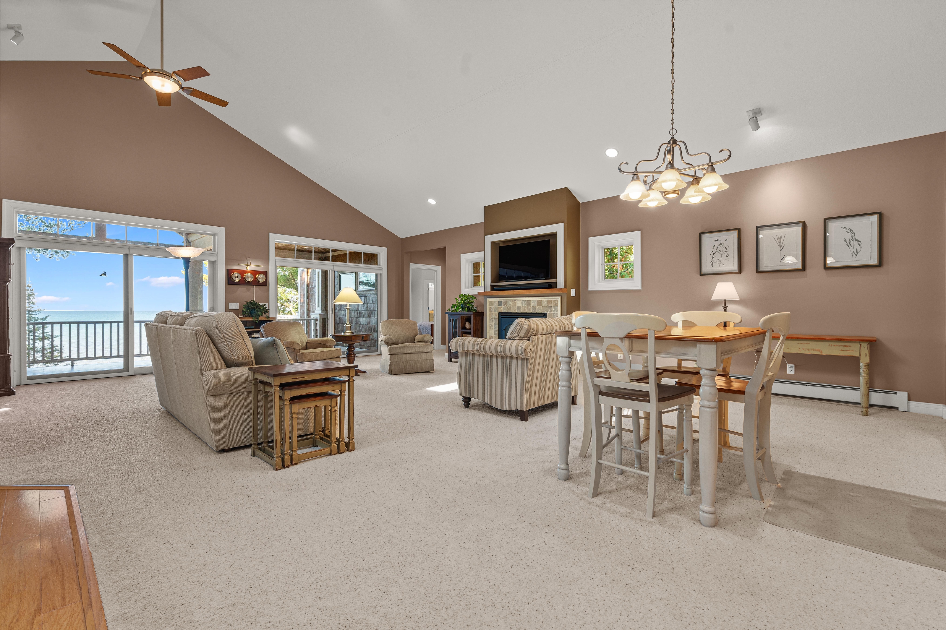 Interior photographs of 4093 Lake Shore Drive in Charlevoix, this gem is listed at $2,099,900 through Berkshire Hathaway HomeServices Michigan Real Estate – Traverse City and The Crane Group with associate broker Johnny Crane and his brother, co-listing agent Matt Crane.