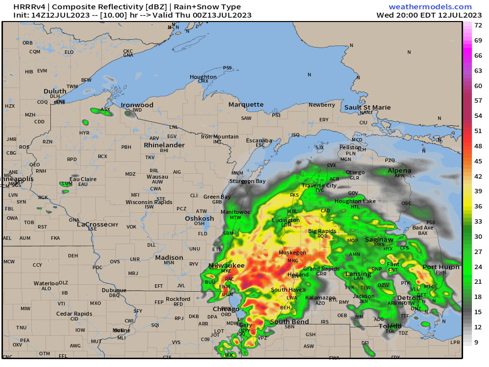 Start times, end times, locations on solidsoaker rain heading toward