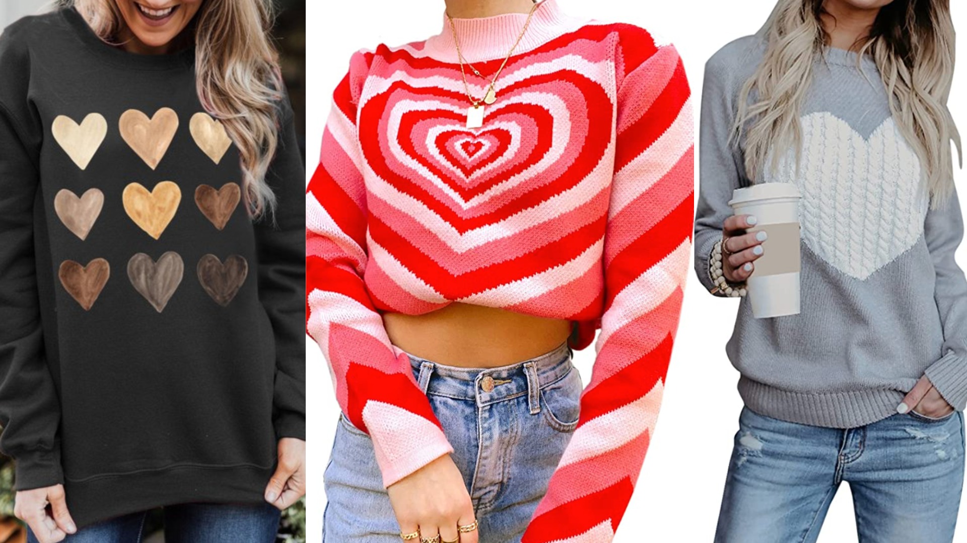 Valentine's Day Long Sleeve Shirts for Women Trendy Sequin Heart