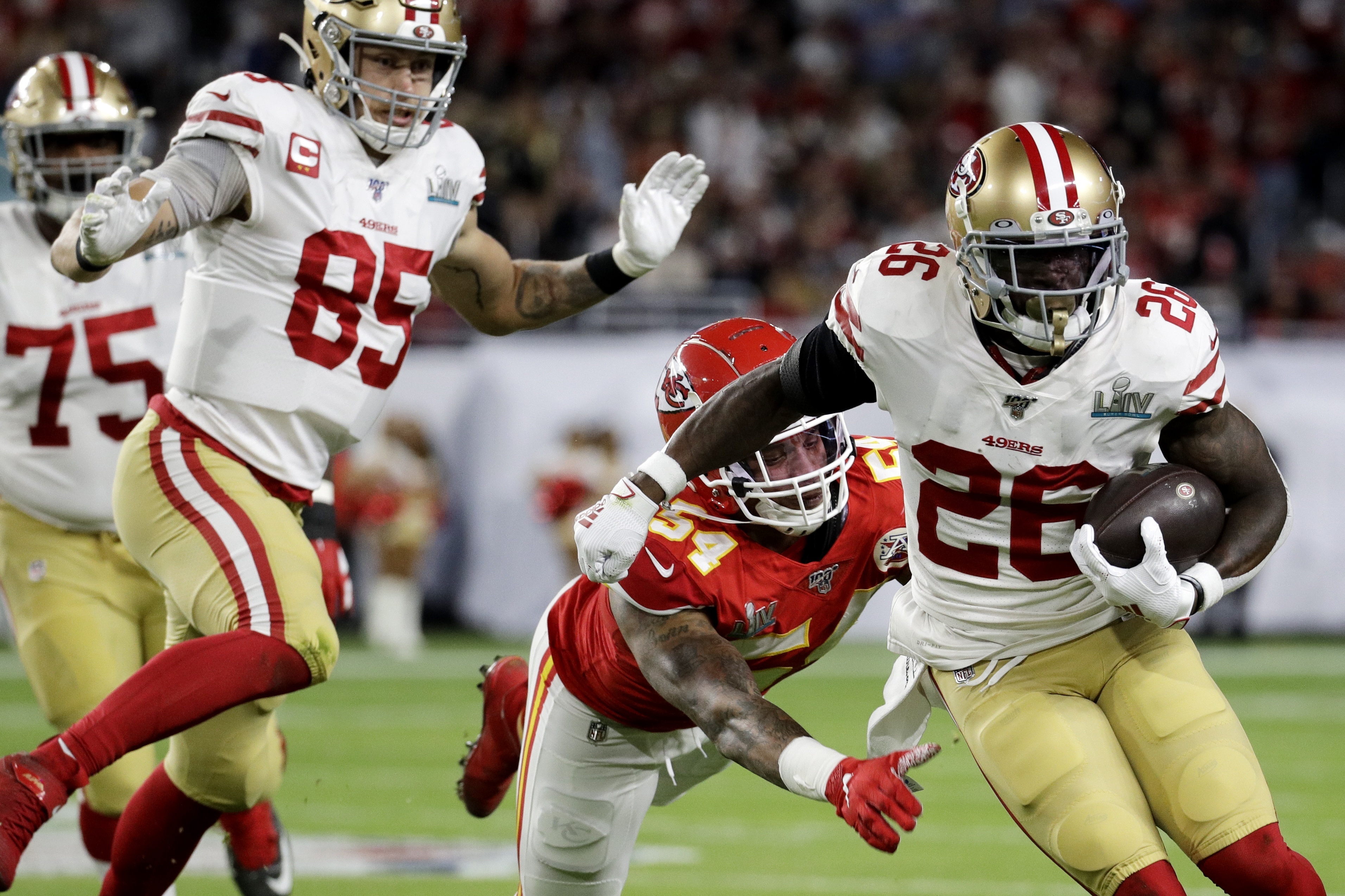 San Francisco 49ers' Mark Nzeocha reacts after a play against the Kansas  City Chiefs during the …