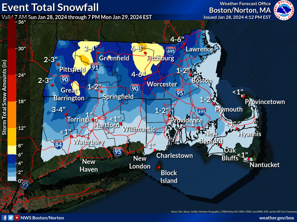 5 mapas que muestran cuánta nieve caerá el lunes