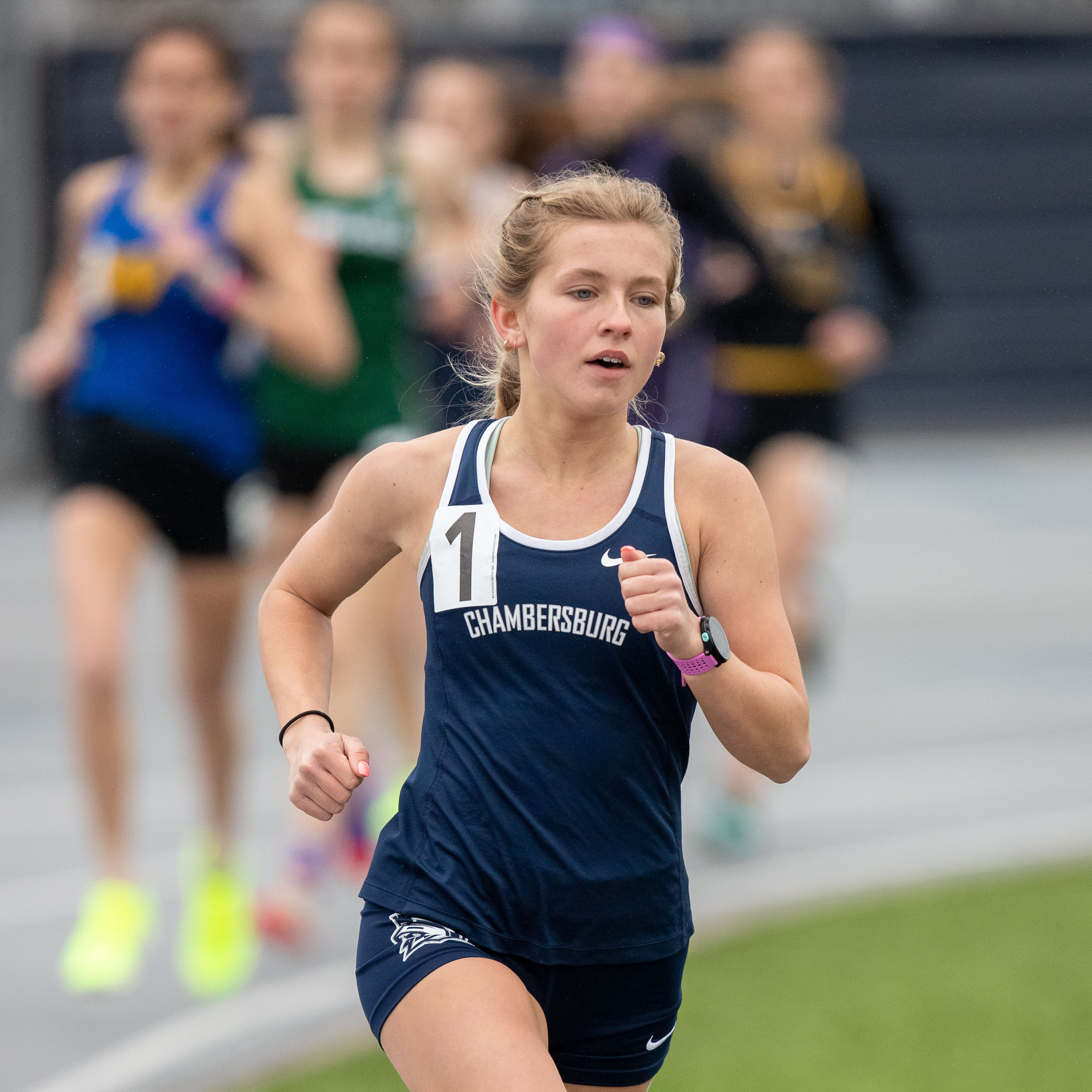 Cameryn Kiser, Chambersburg, wins the 1600 meter run with a time of 5:24.93, at the 2023 Tim Cook Memorial Invitational track & field meet at Chambersburg, Pa., Mar. 25, 2023.Mark Pynes | pennlive.com
