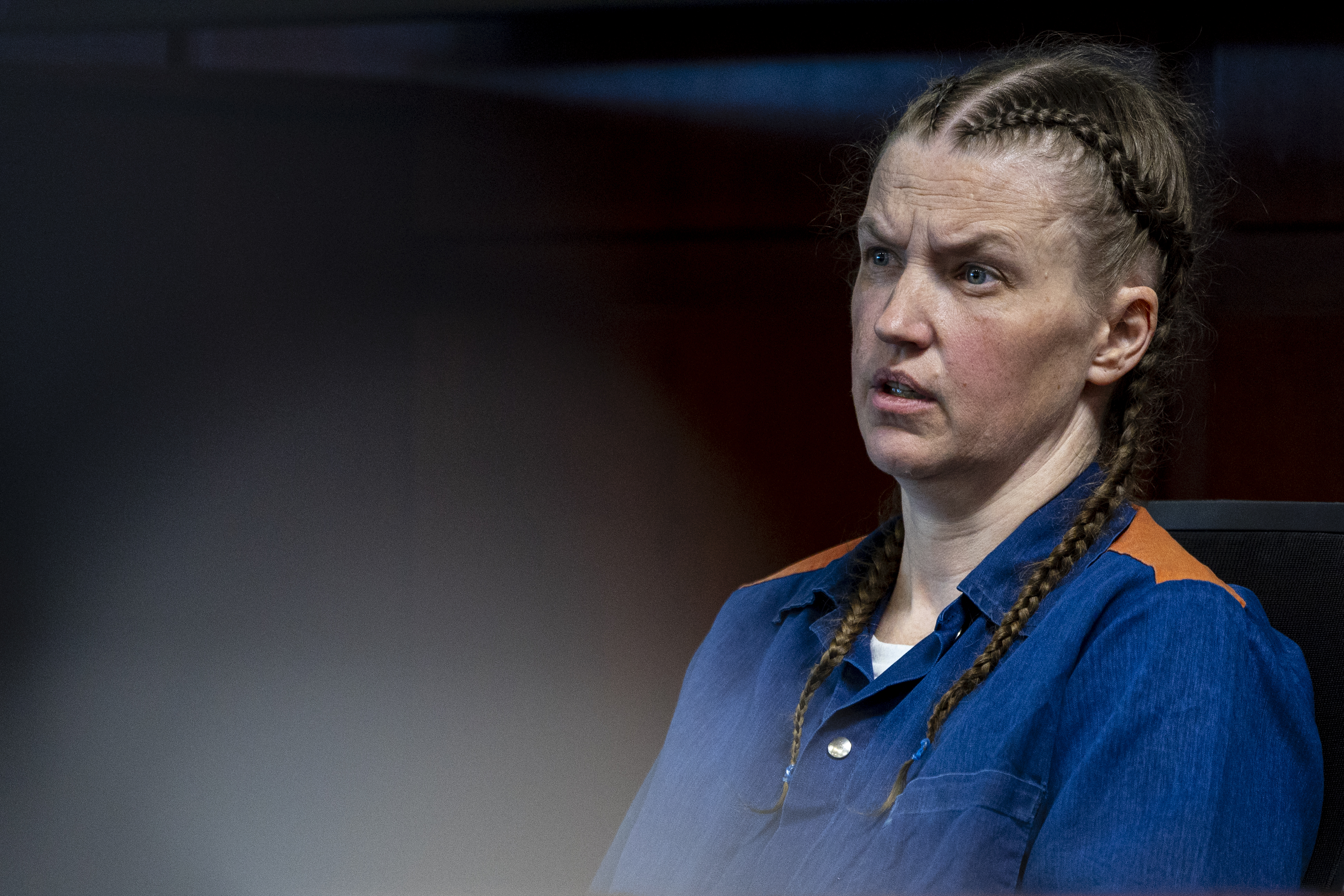 Shanda Vander Ark, the mother convicted of torturing her 15-year-old son to death, testifies during a Ginther hearing seeking a new trial at Muskegon County Circuit Court in Muskegon, Mich. on Friday, March 20, 2026. Vander Ark’s defense claims she was in a “catatonic state” throughout her trial that featured disturbing testimony of how she inflicted cruel punishments on her son, Timothy Ferguson, leading to the boy’s death. She is currently serving life in prison without parole.
