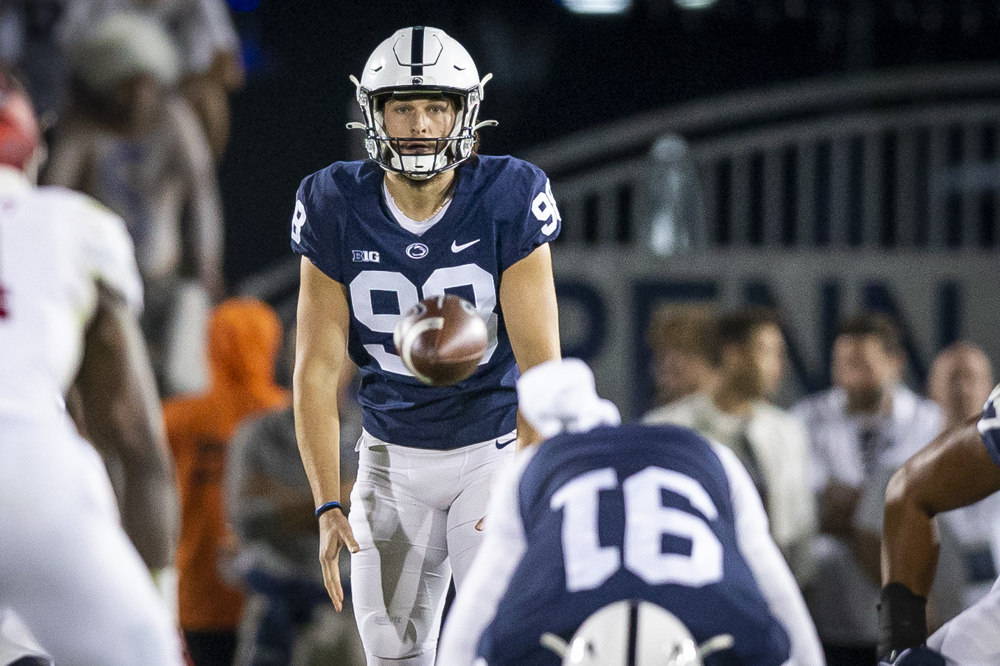 Penn State punter Jordan Stout finishes behind San Diego State's