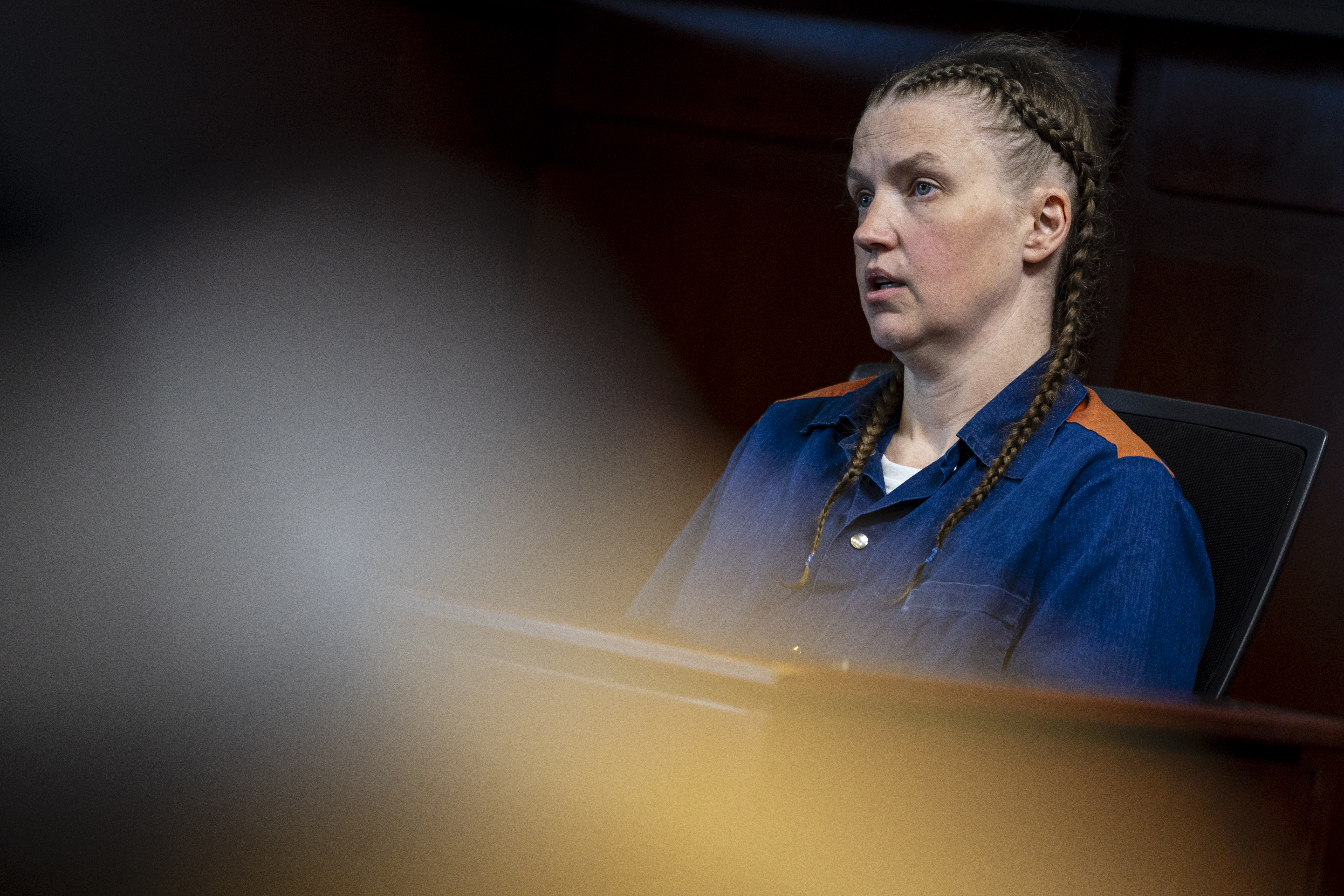 Shanda Vander Ark, the mother convicted of torturing her 15-year-old son to death, testifies during a Ginther hearing seeking a new trial at Muskegon County Circuit Court in Muskegon, Mich. on Friday, March 20, 2026. Vander Ark’s defense claims she was in a “catatonic state” throughout her trial that featured disturbing testimony of how she inflicted cruel punishments on her son, Timothy Ferguson, leading to the boy’s death. She is currently serving life in prison without parole.
